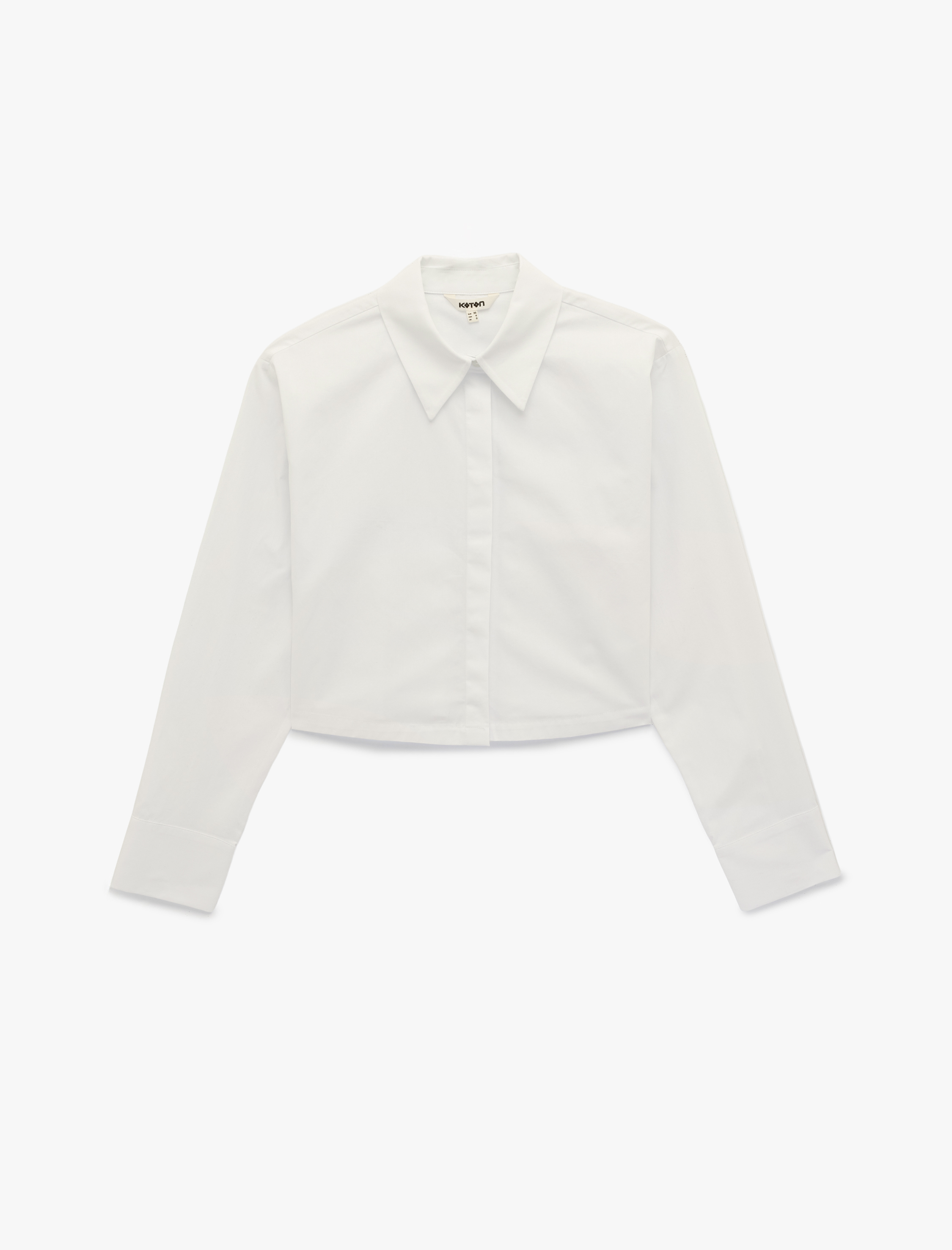   Regular Fit Uzun Kollu Klasik Yaka Crop Gömlek