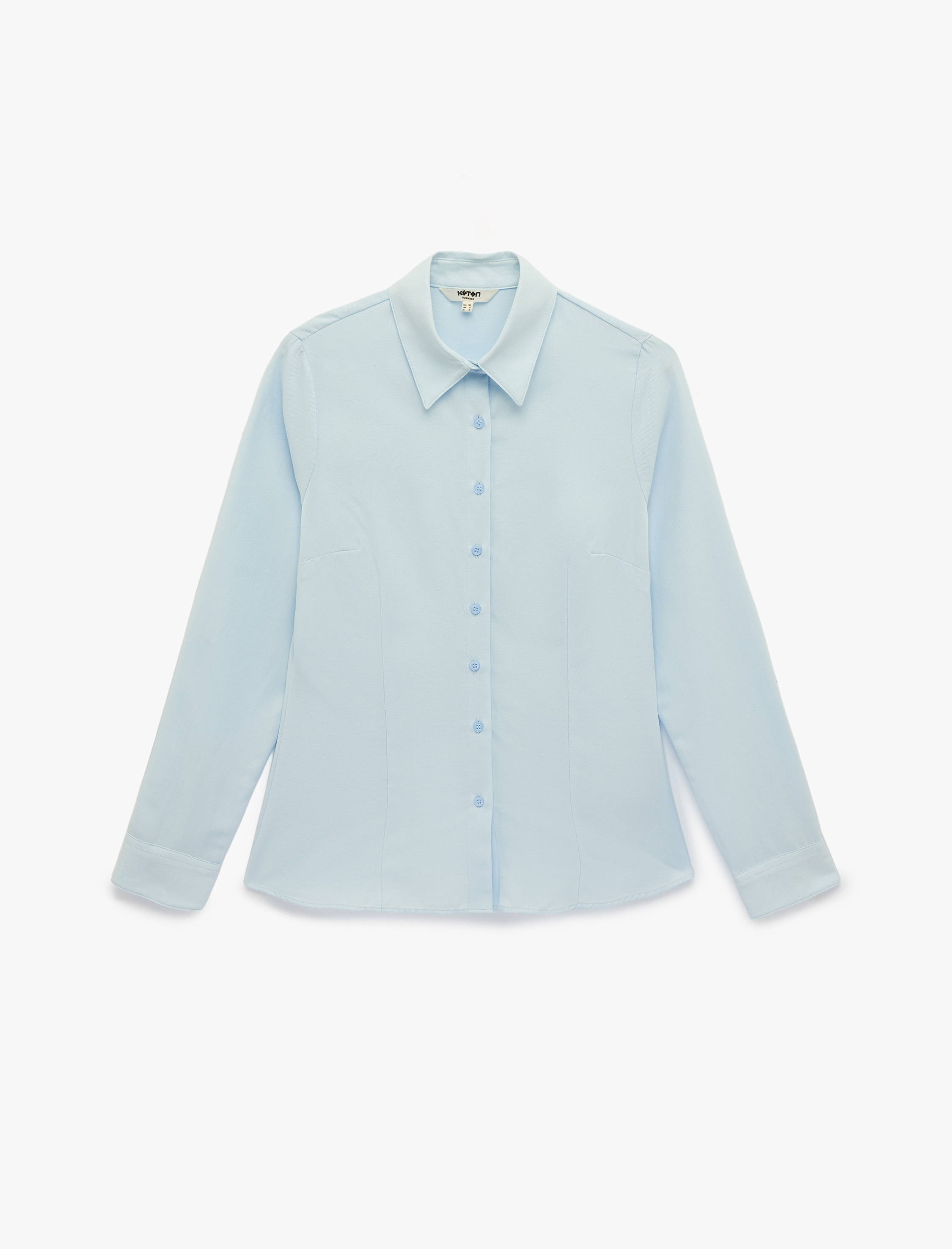   Düğmeli Uzun Kollu Klasik Yaka Gömlek