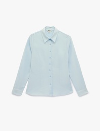 Düğmeli Uzun Kollu Klasik Yaka Gömlek