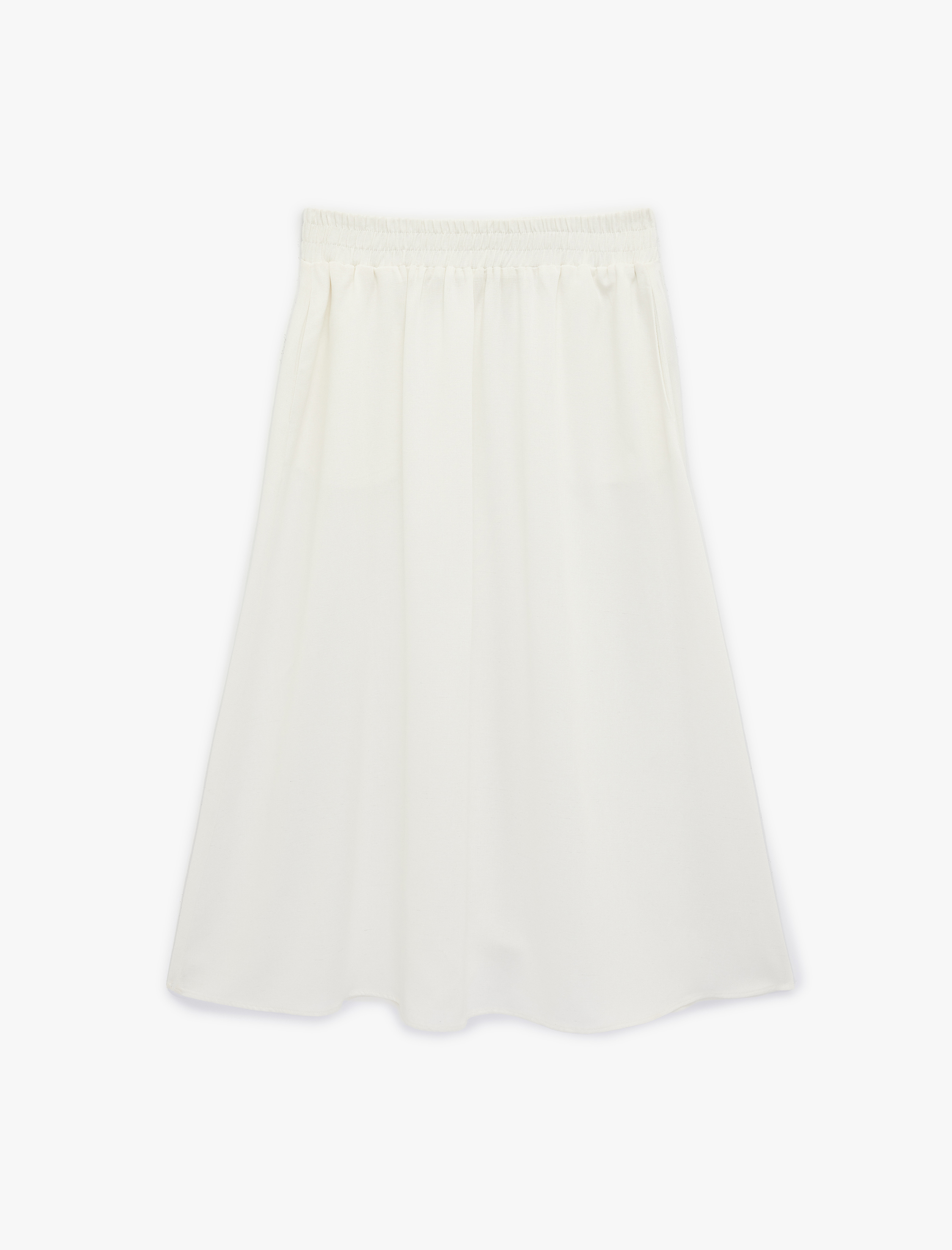   Rahat Kalıp A Kesim Midi Keten Karışımlı Viskon Etek