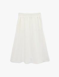 Rahat Kalıp A Kesim Midi Keten Karışımlı Viskon Etek