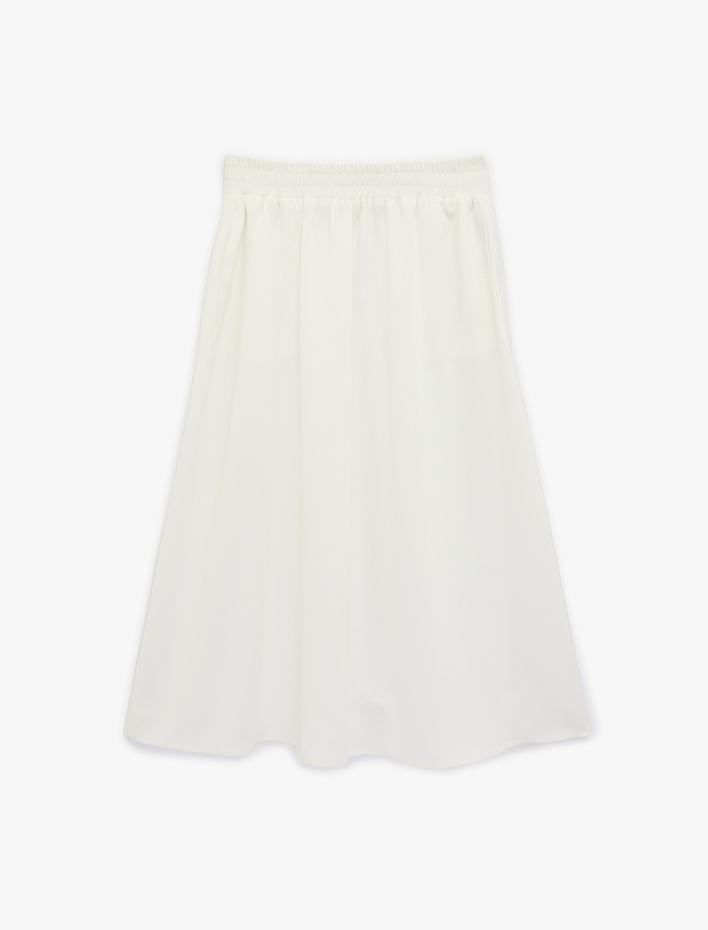  Rahat Kalıp A Kesim Midi Keten Karışımlı Viskon Etek