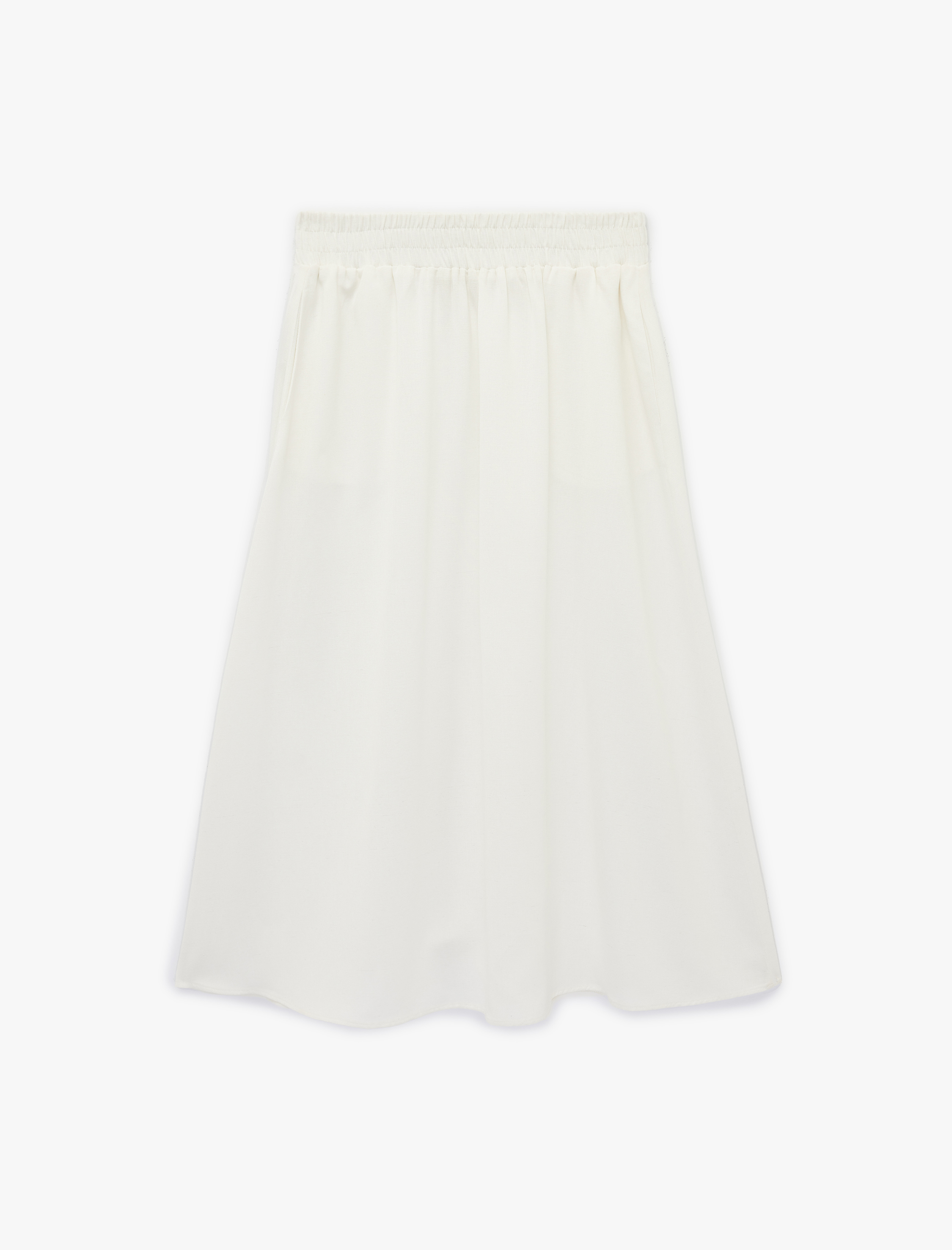   Rahat Kalıp A Kesim Midi Keten Karışımlı Viskon Etek