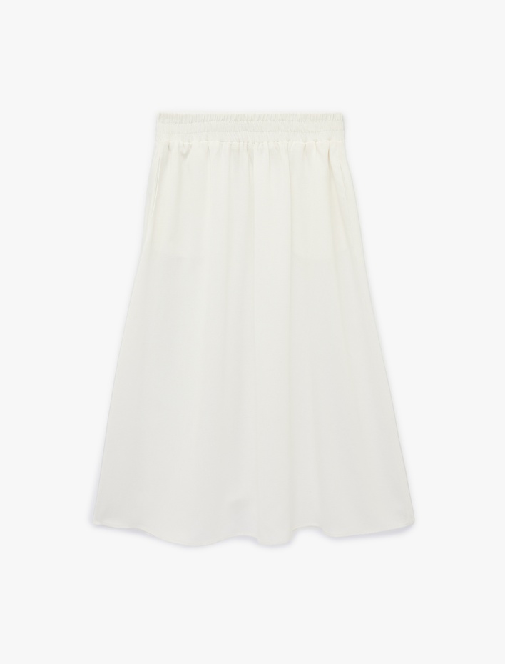  Rahat Kalıp A Kesim Midi Keten Karışımlı Viskon Etek