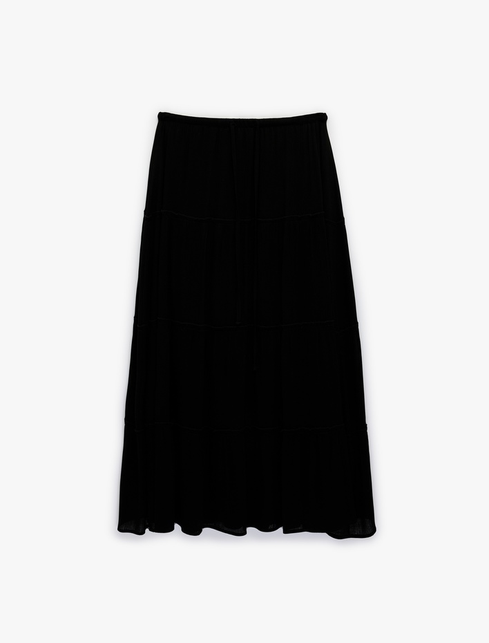  Bol Kesim Kloş Viskon Midi Etek