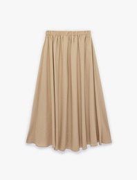 Modal Karışımlı Loose Fit Kloş Midi Etek