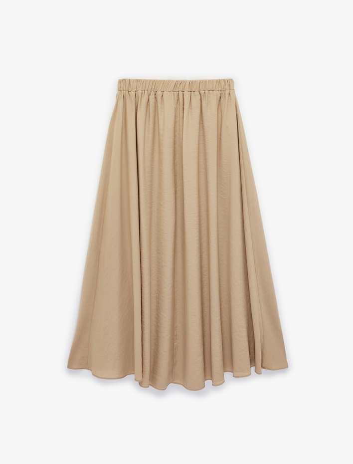  Modal Karışımlı Loose Fit Kloş Midi Etek