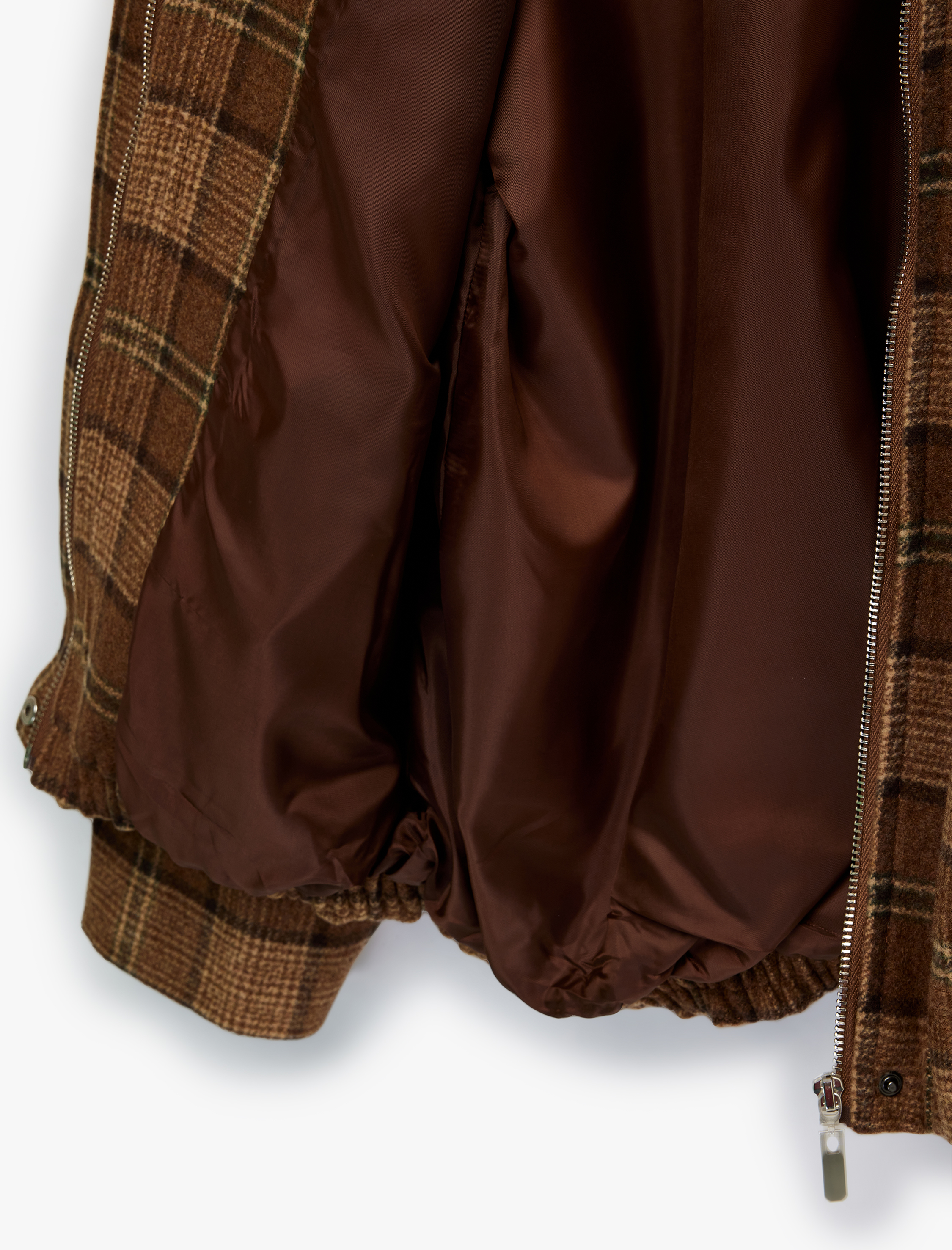   Uzun Kollu Cepli Gömlek Yaka Ekoseli Oversize Kaşe Ceket