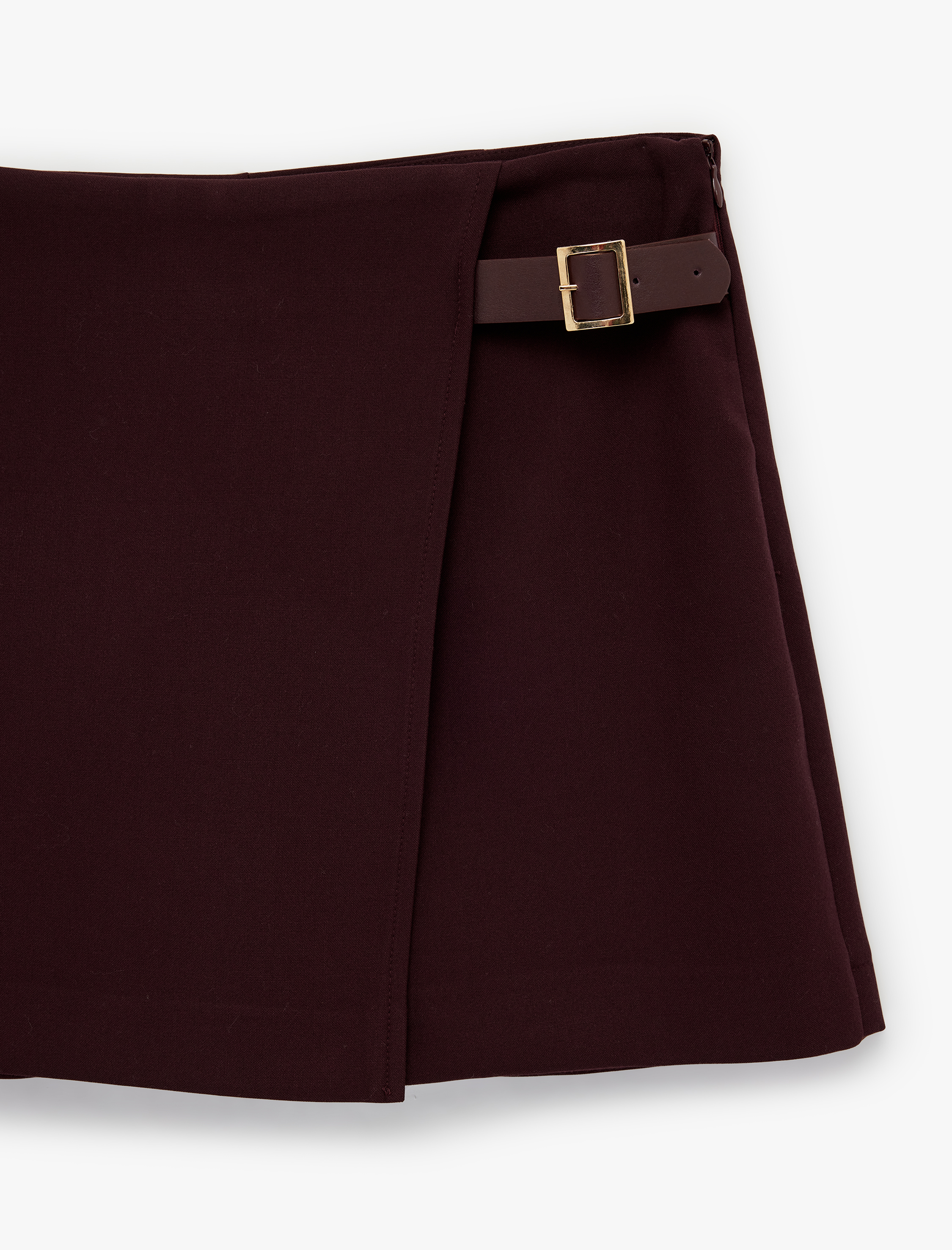   Viskon Karışımlı Kemer Detaylı Mini Şort Etek