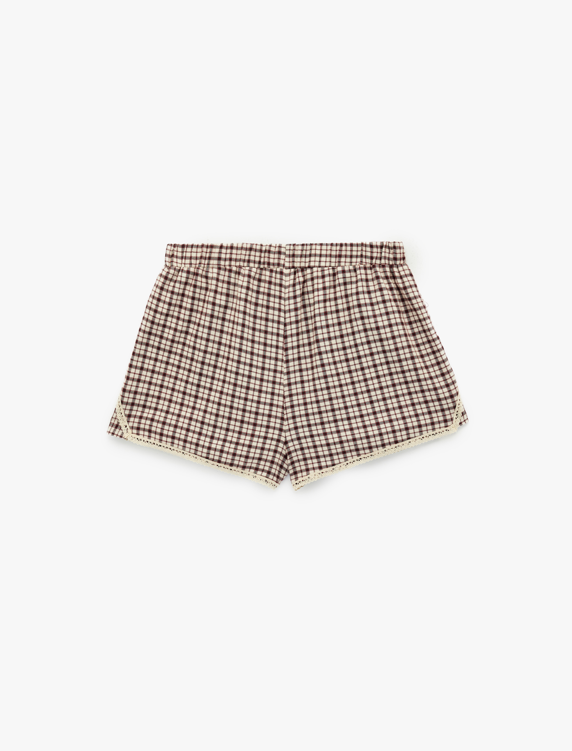   Ekose Desenli Fırfırlı Şort Pijama Altı