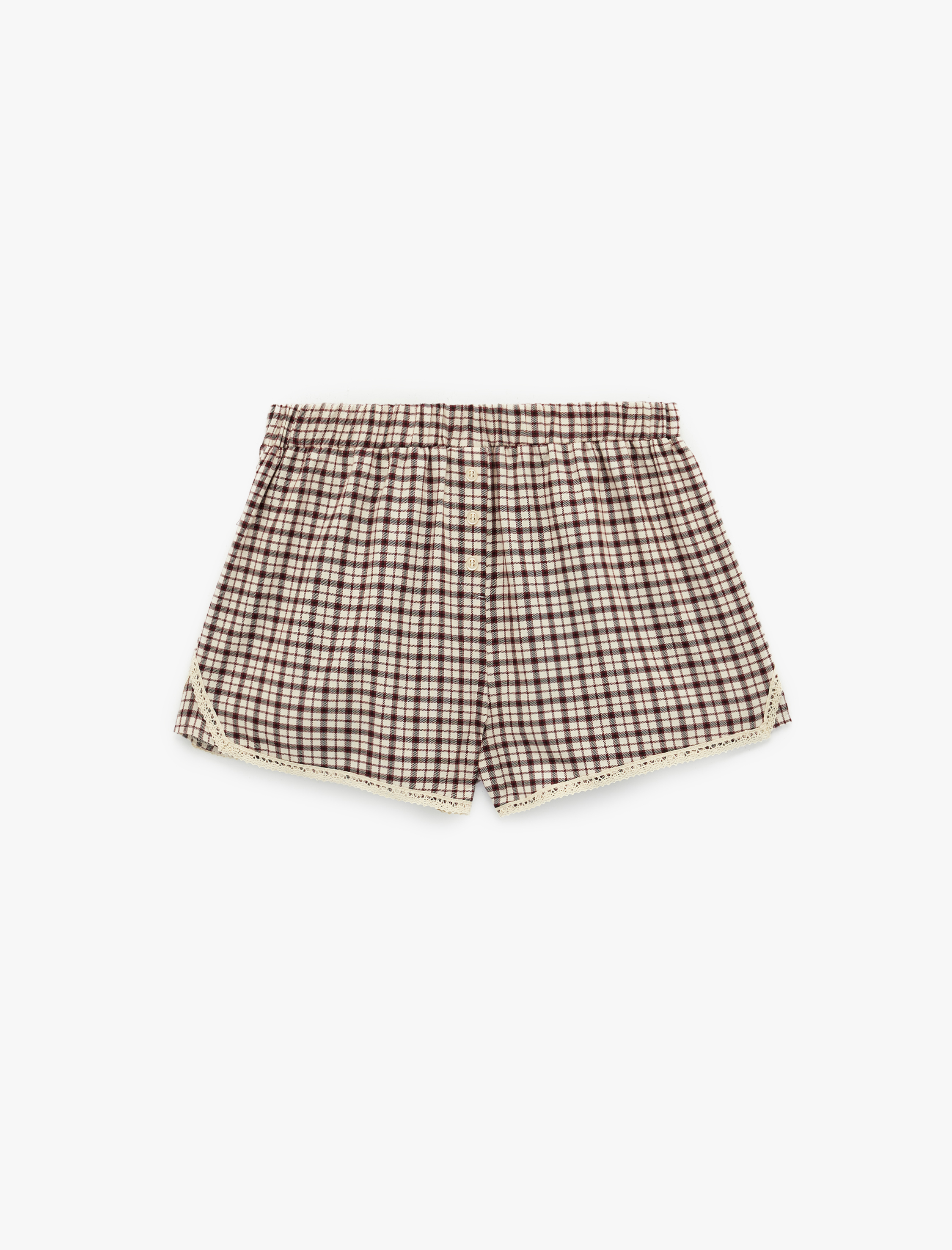   Ekose Desenli Fırfırlı Şort Pijama Altı