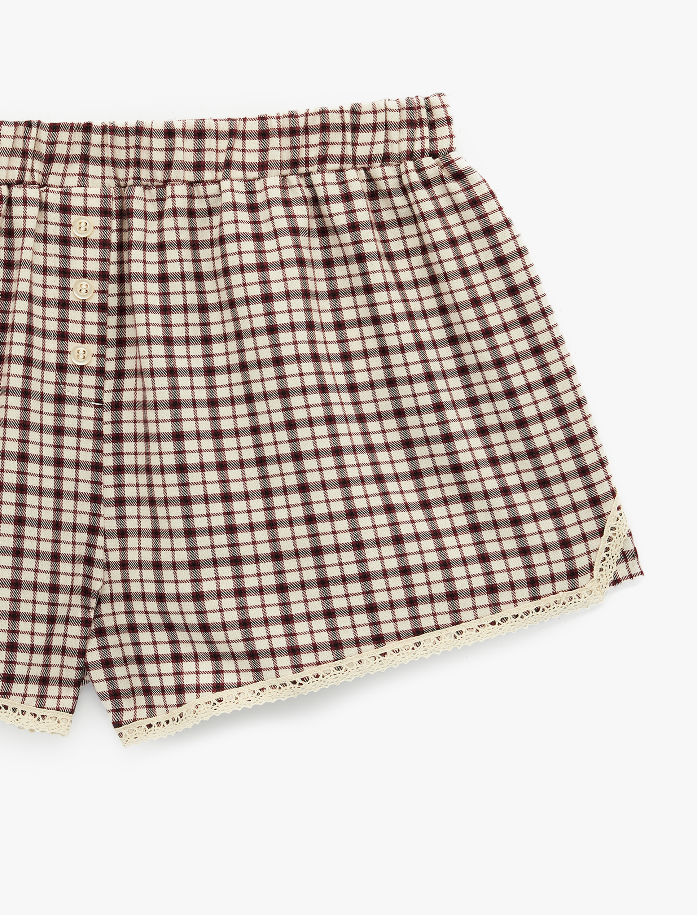   Ekose Desenli Fırfırlı Şort Pijama Altı