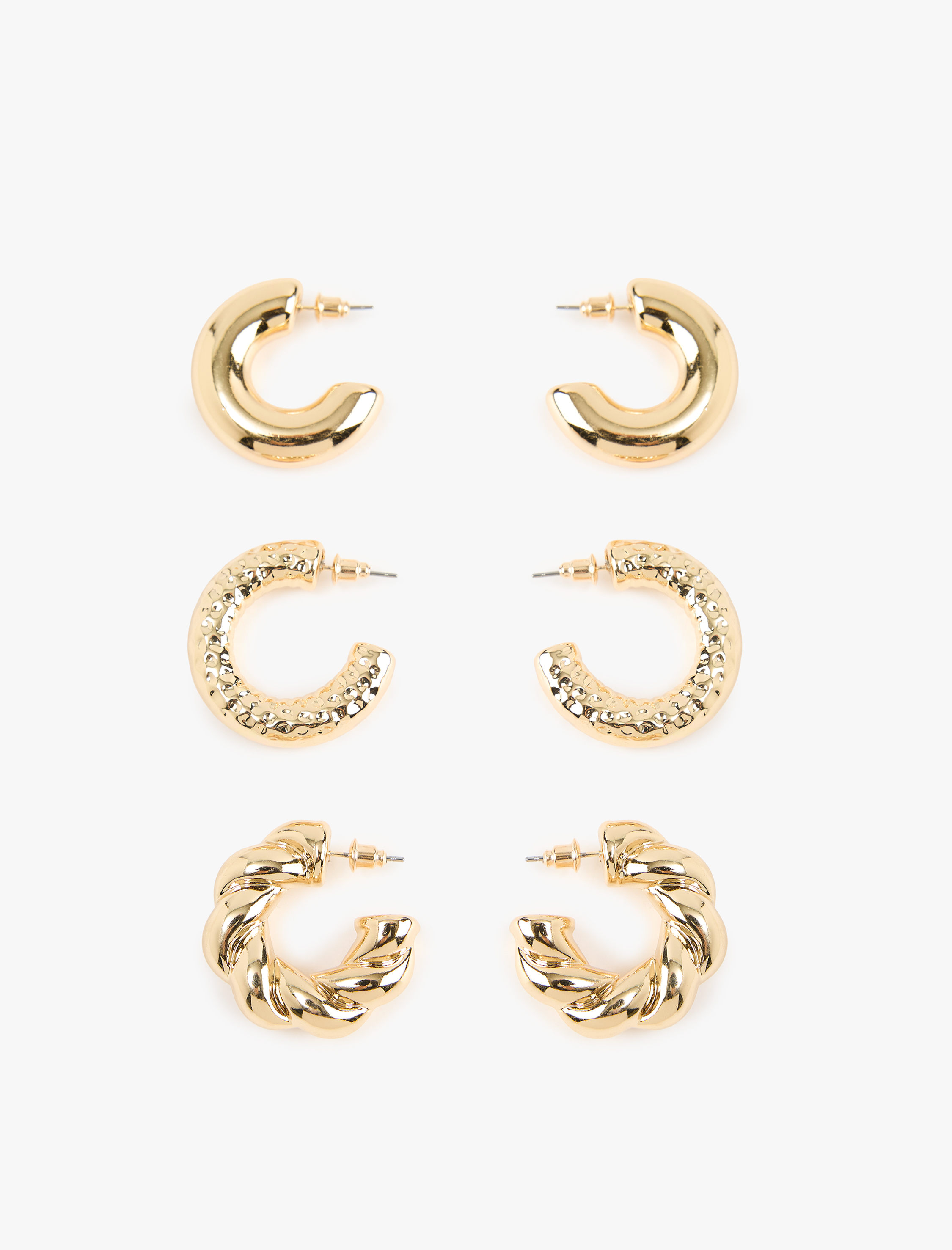  Kadın 3'lü Kalın Halka Küpe Seti