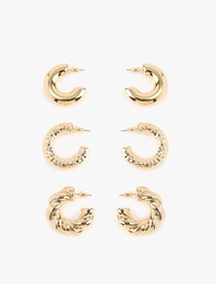 3'lü Kalın Halka Küpe Seti