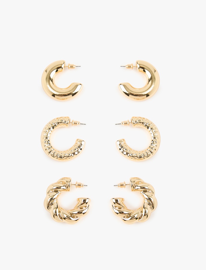 Kadın 3'lü Kalın Halka Küpe Seti