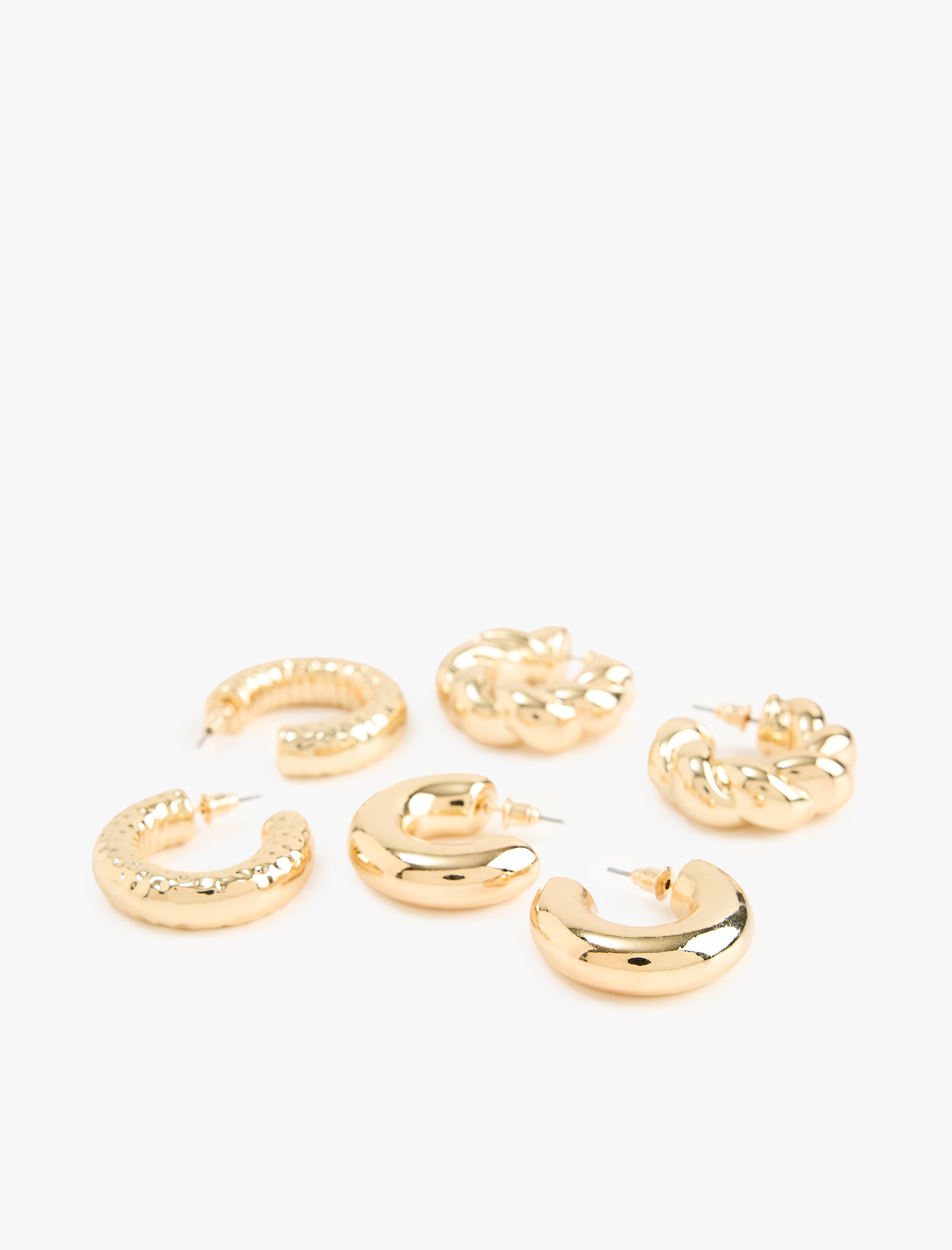  Kadın 3'lü Kalın Halka Küpe Seti