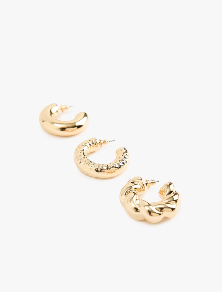 Kadın 3'lü Kalın Halka Küpe Seti