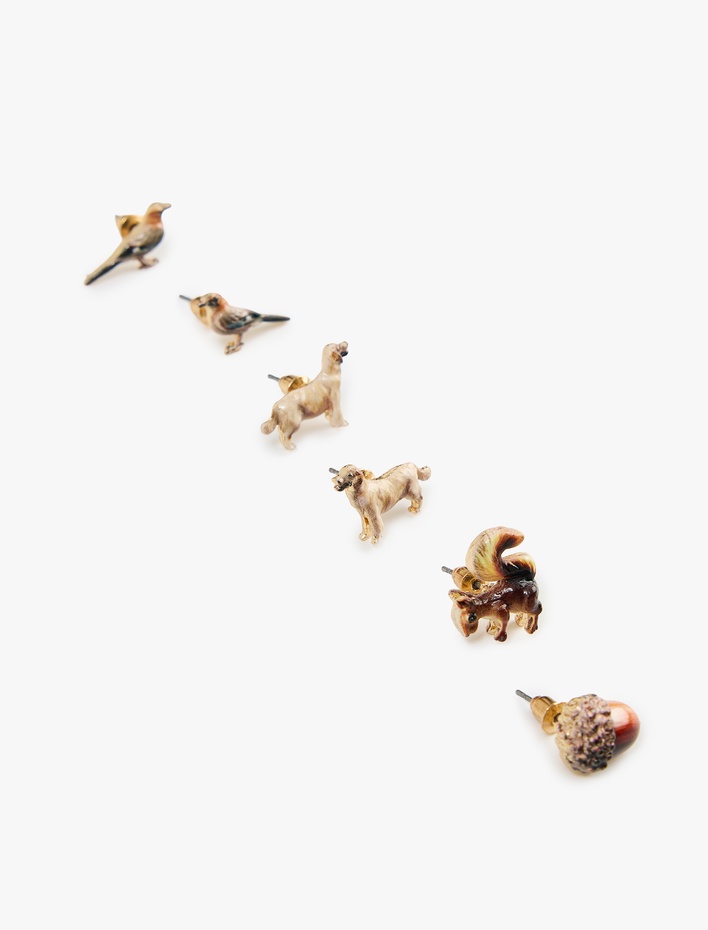 Kadın 3'lü Hayvan Küpe Seti - Koton X Sima Tarkan