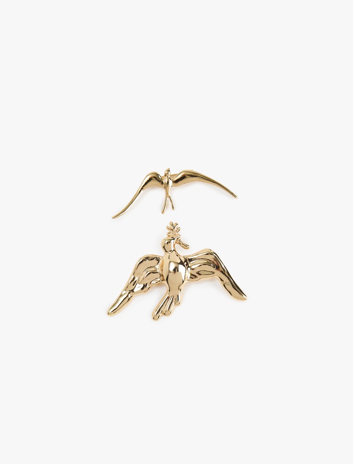 Kadın Kuş Şekilli 2'li Broş Seti - Koton X Sima Tarkan