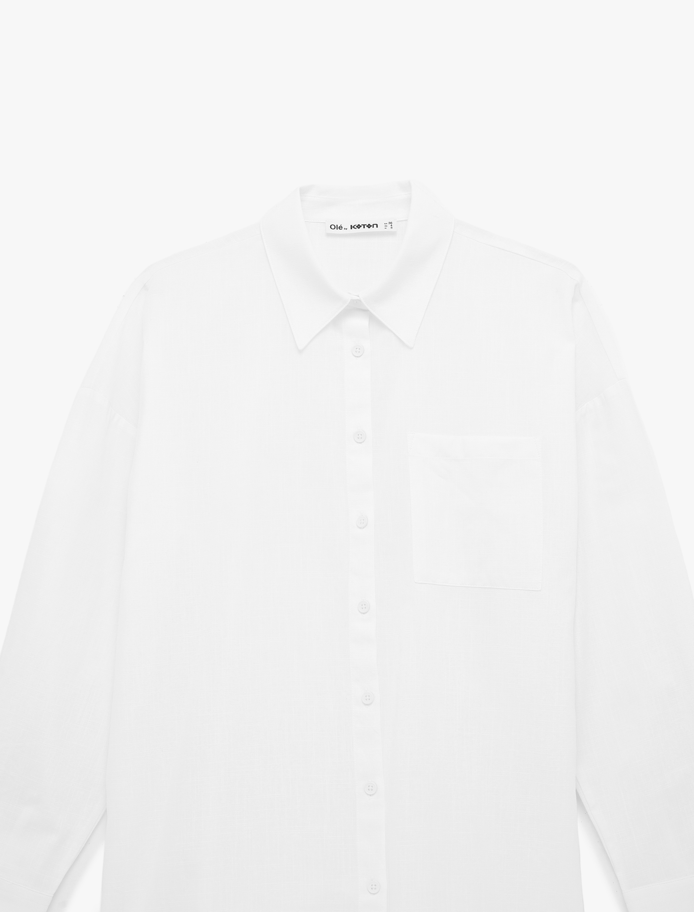   Cep Detaylı Pamuklu Uzun Kollu Klasik Yaka Oversize Gömlek