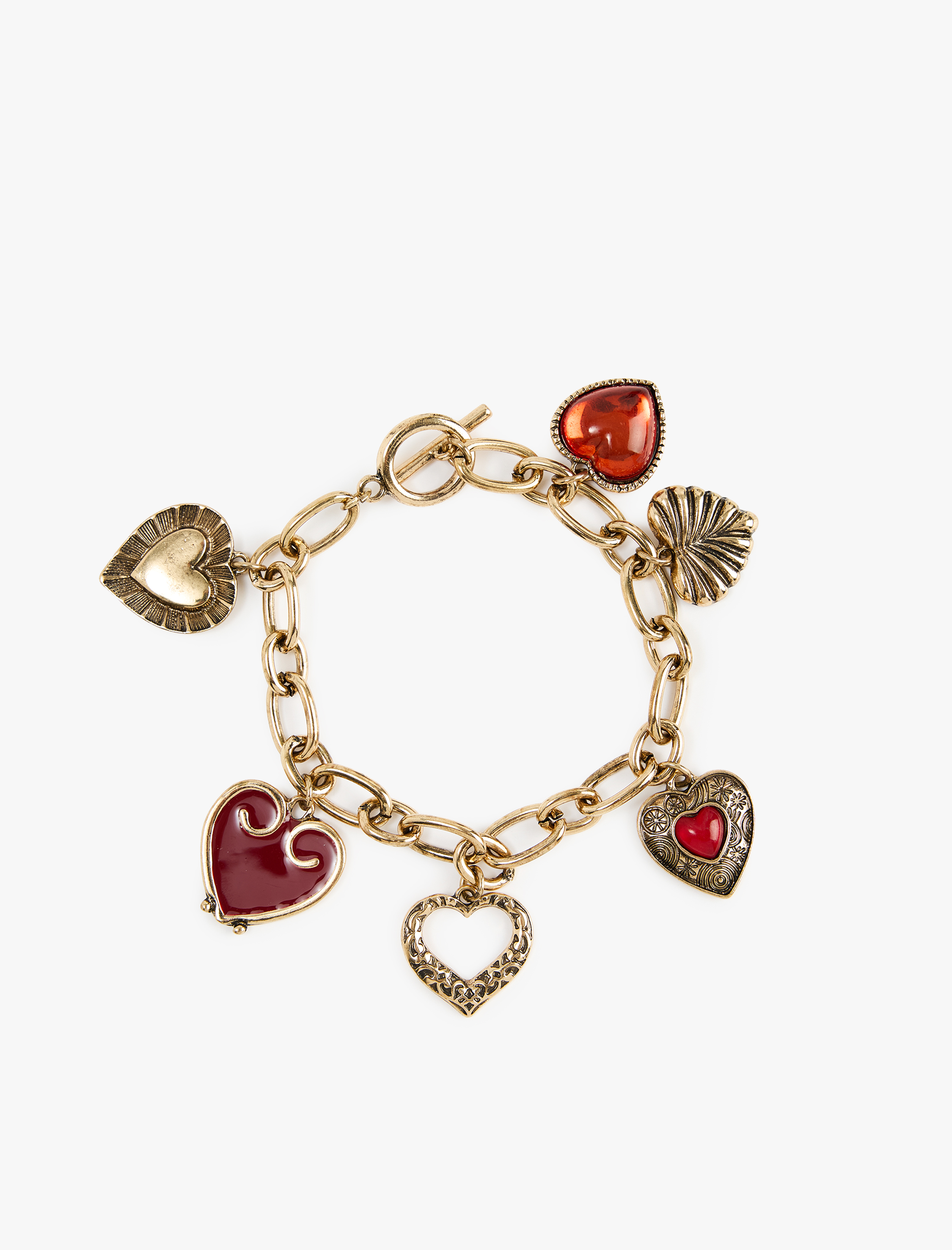  Kadın Kalp Detaylı Sallantılı Zincir Bileklik