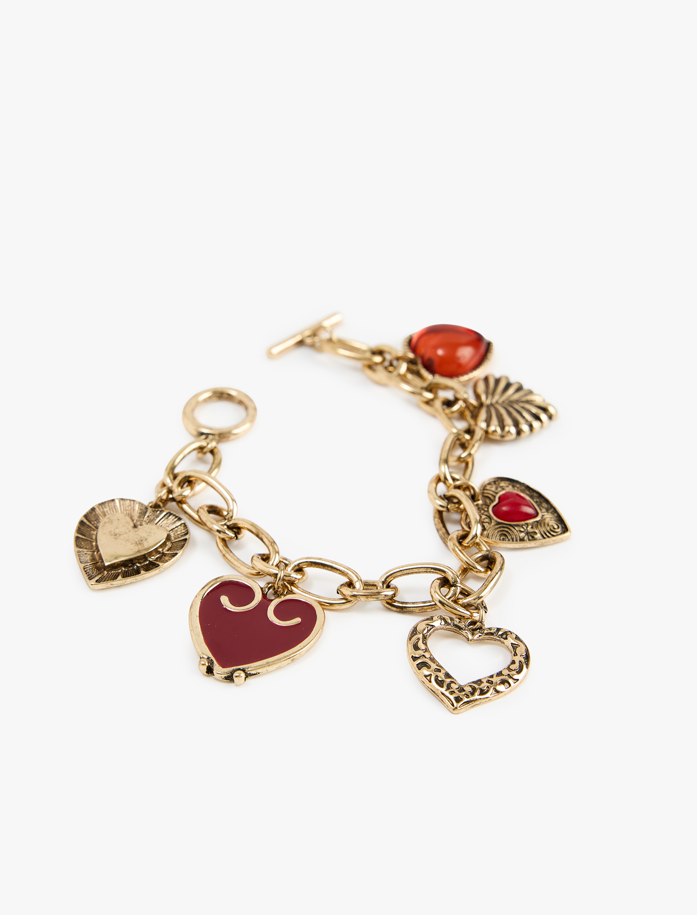  Kadın Kalp Detaylı Sallantılı Zincir Bileklik