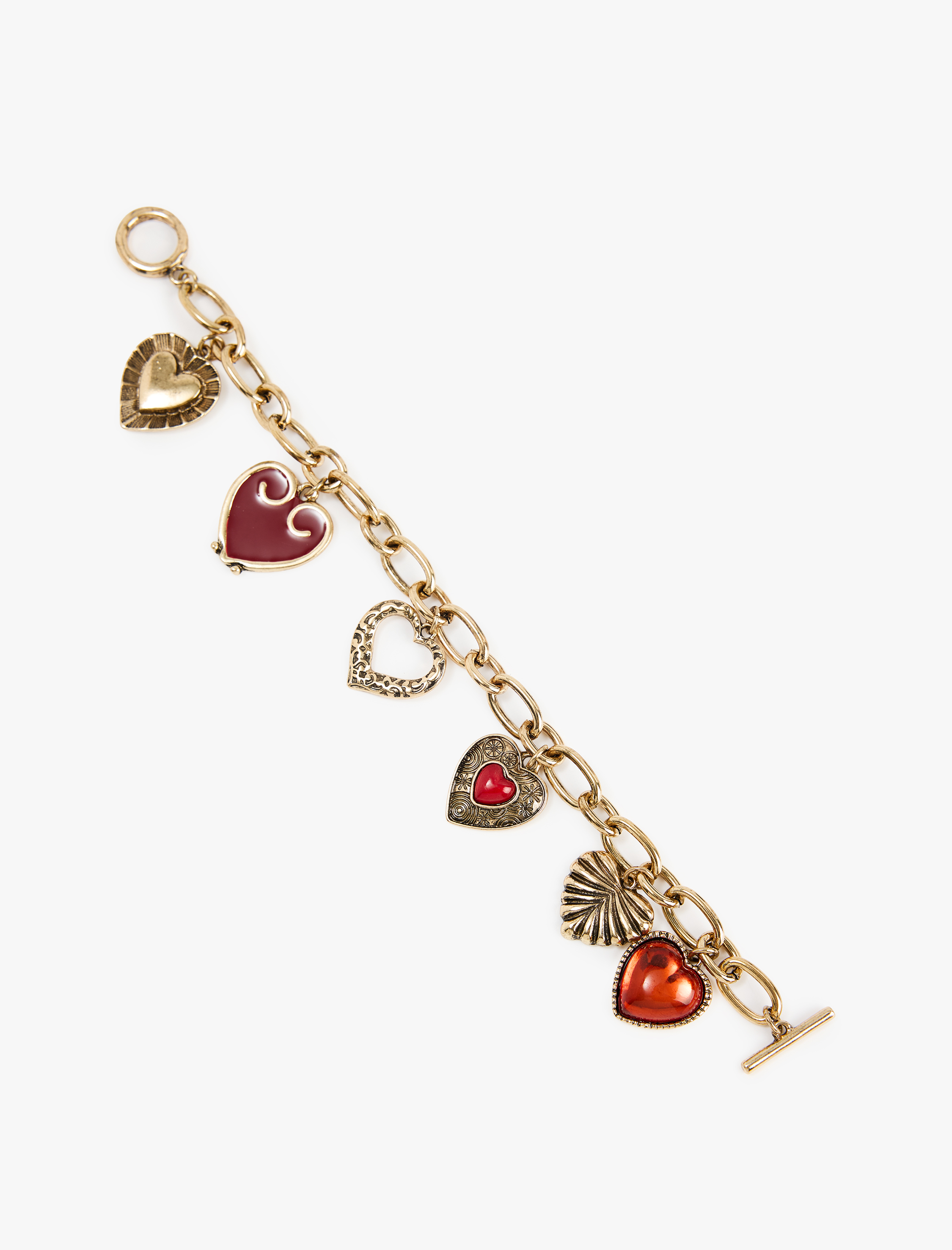  Kadın Kalp Detaylı Sallantılı Zincir Bileklik