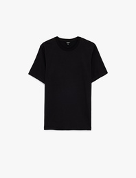 Kısa Kollu Pamuklu Bisiklet Yaka Basic Slim Fit Tişört