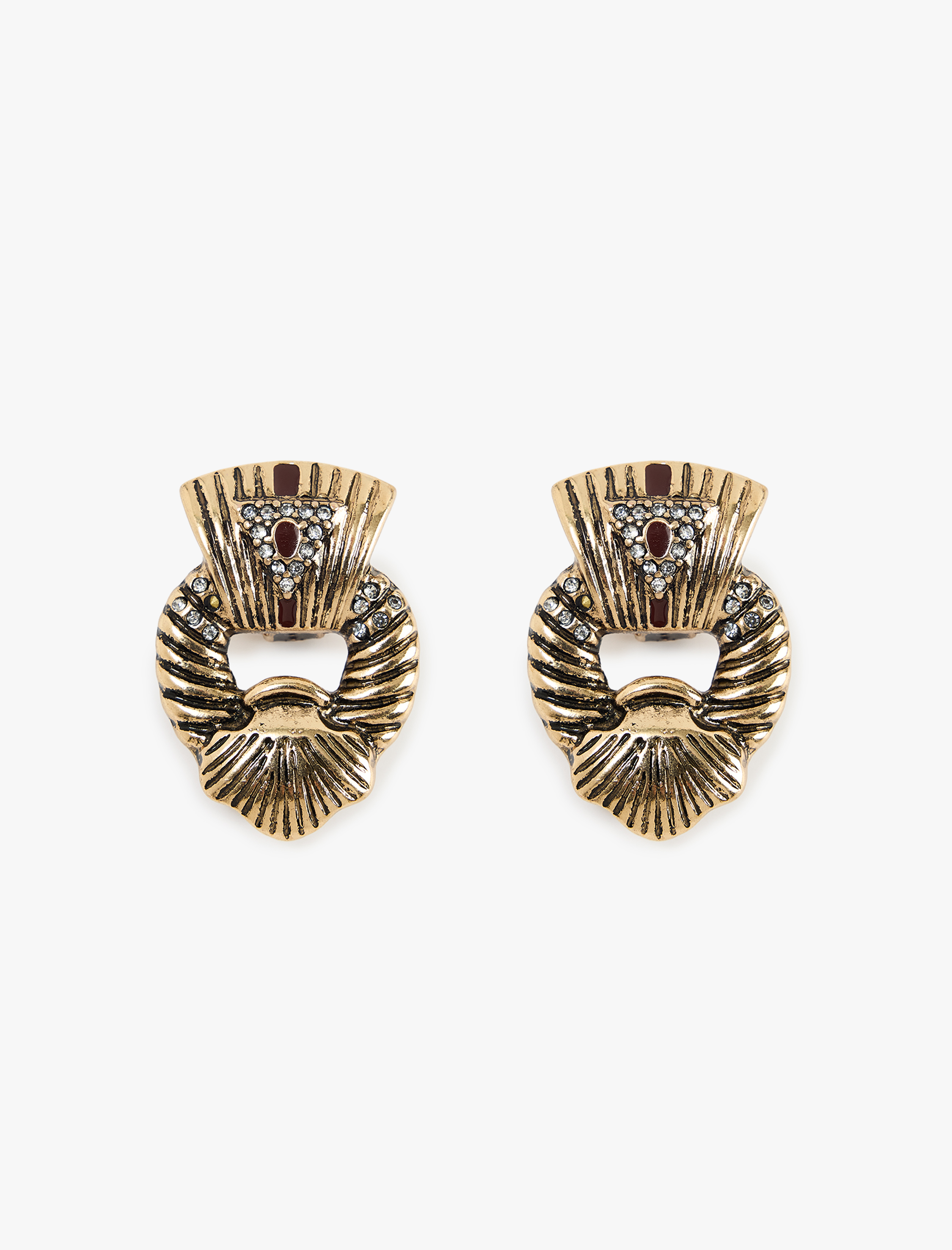  Kadın Büyük Boy Taş Detaylı Vintage Küpe - Koton X Melis Ağazat