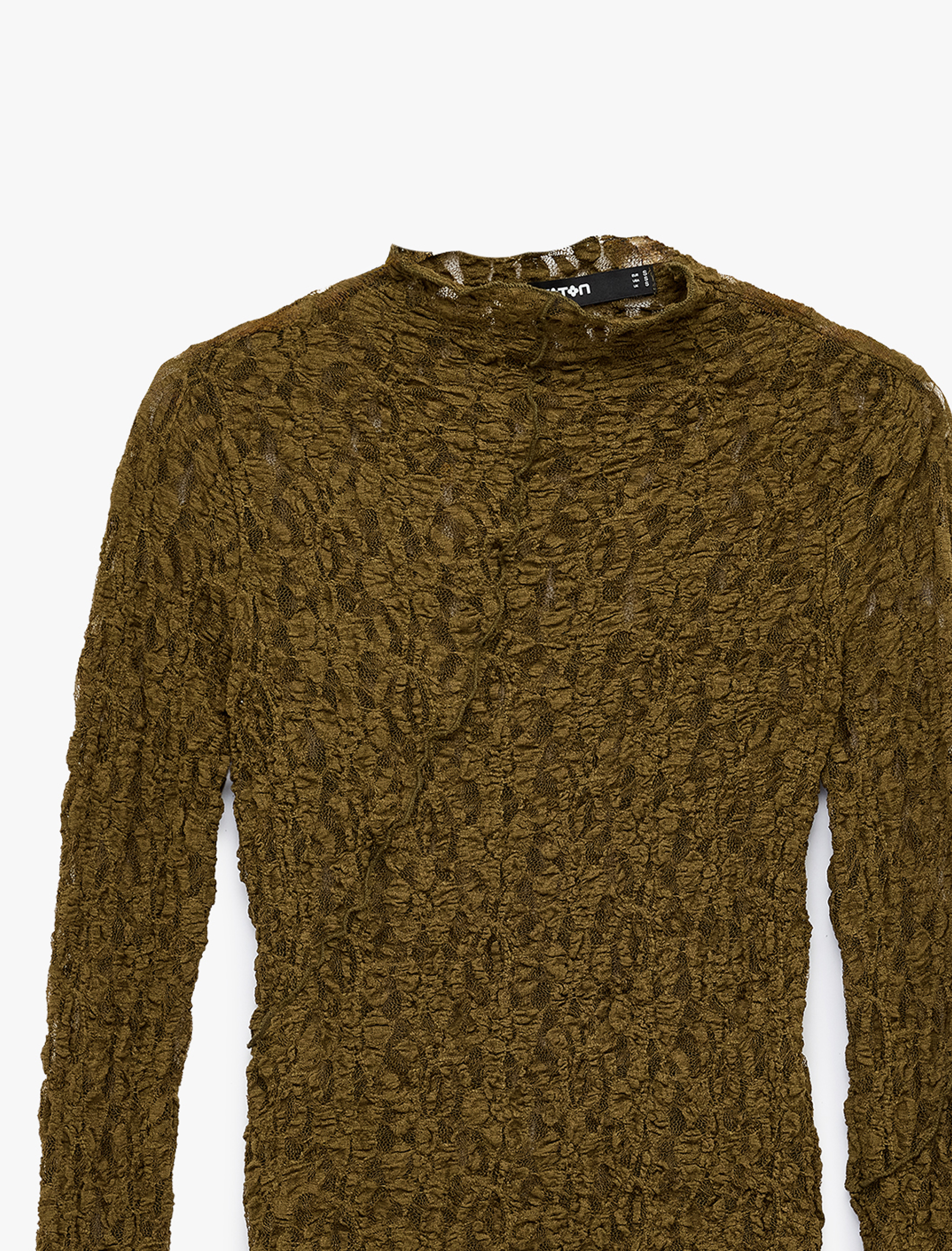   Uzun Kollu Dokulu Dik Yaka Slim Fit Tişört