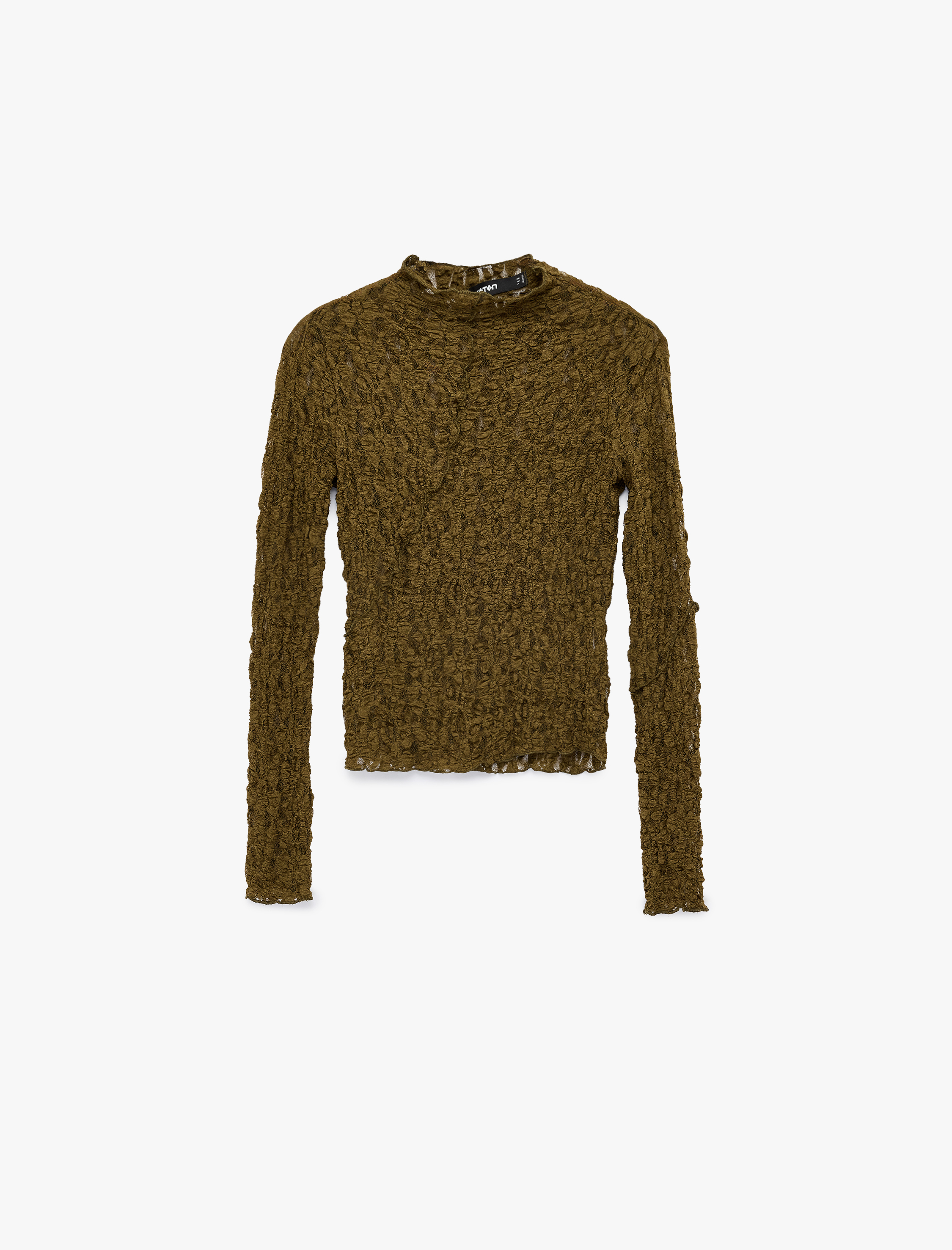   Uzun Kollu Dokulu Dik Yaka Slim Fit Tişört