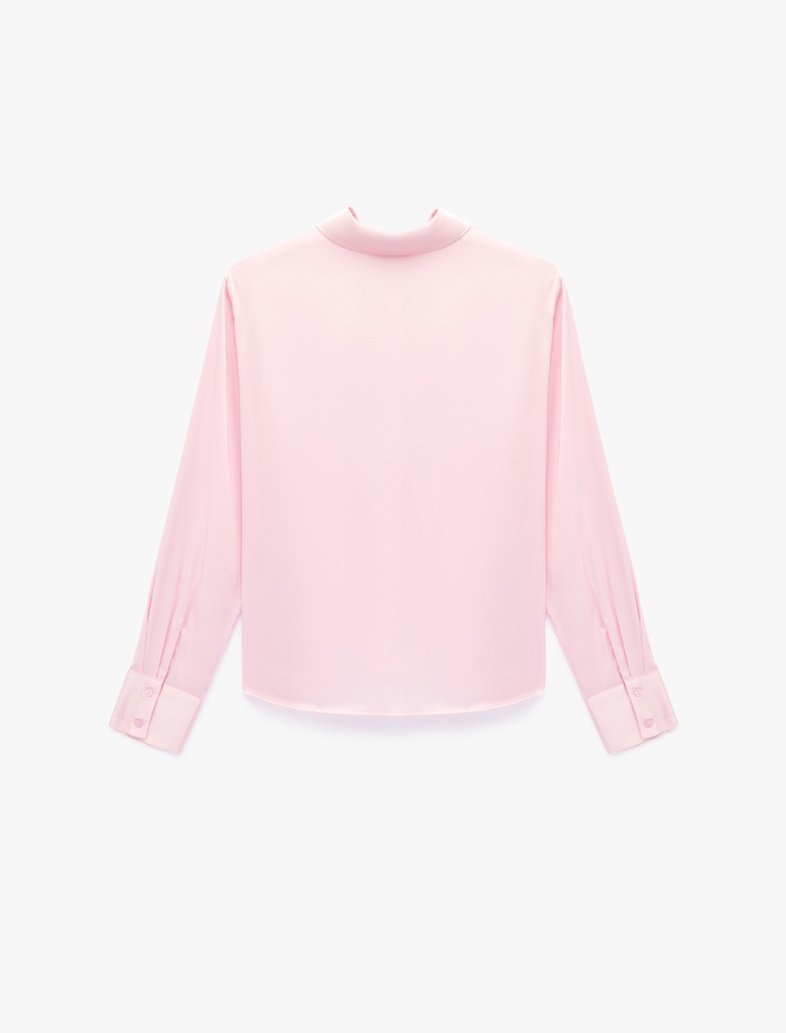  Slim Fit Uzun Kollu Düğmeli Klasik Yaka Saten Gömlek