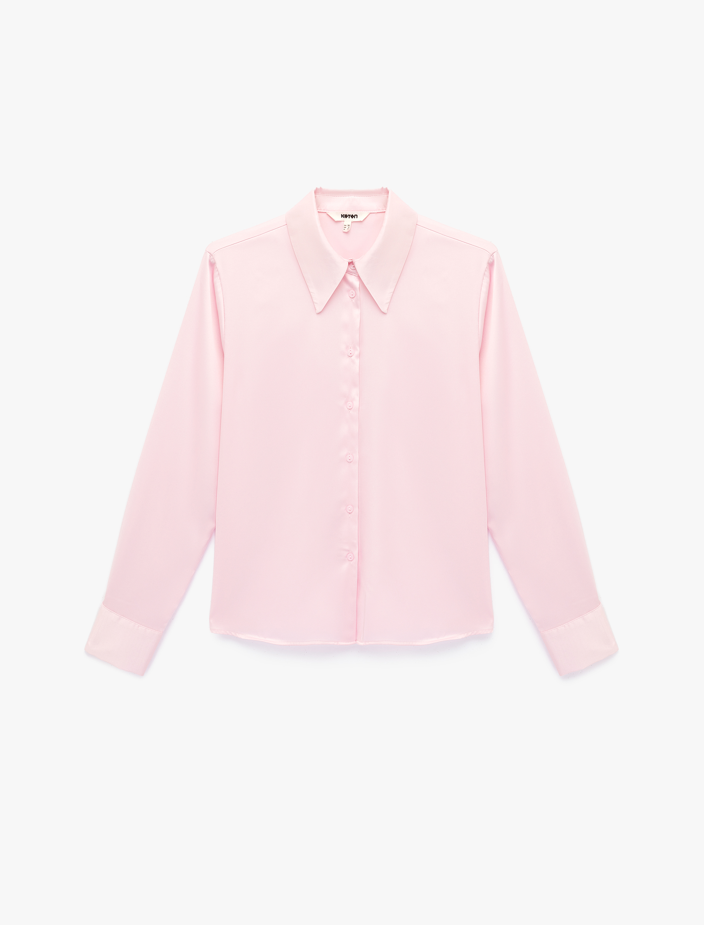   Slim Fit Uzun Kollu Düğmeli Klasik Yaka Saten Gömlek