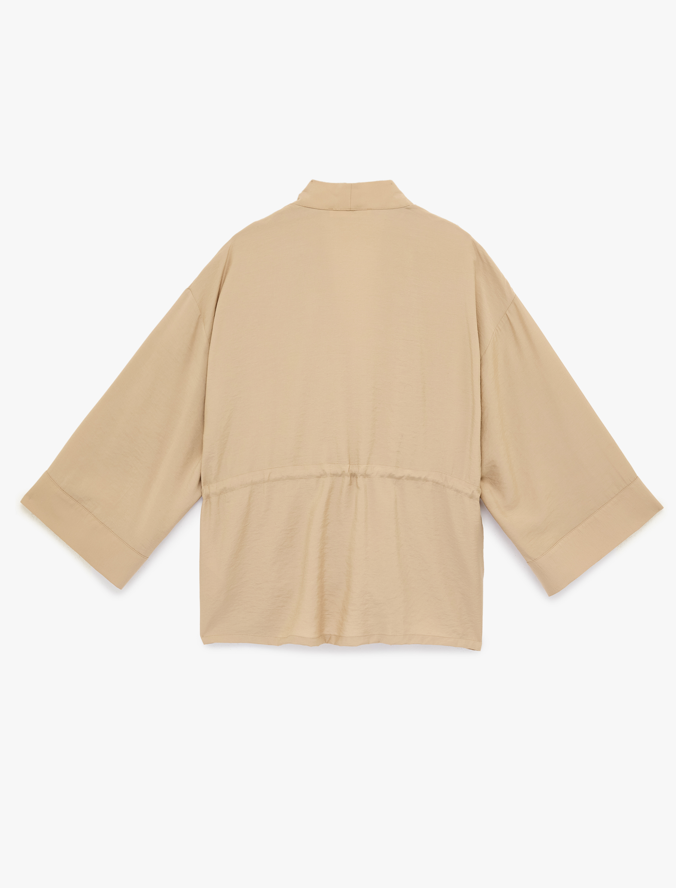   Mandarin Yaka Cepli 3/4 Kol Modal Karışımlı Beli Bağlamalı Kimono