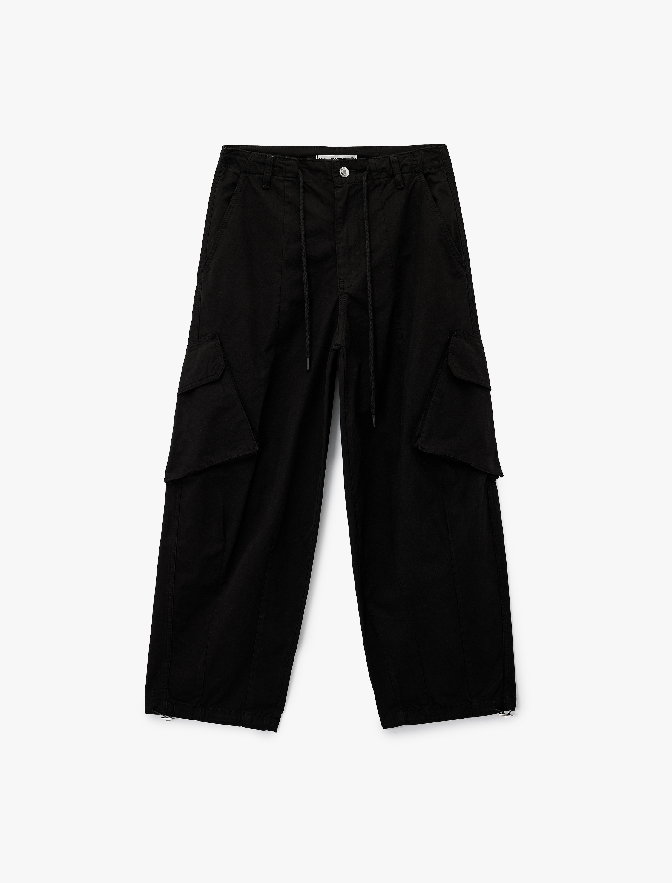   Pamuklu Rahat Kalıp Stoperli Beli Bağcıklı Kargo Cepli Balon Pantolon