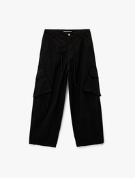 Pamuklu Rahat Kalıp Stoperli Beli Bağcıklı Kargo Cepli Balon Pantolon