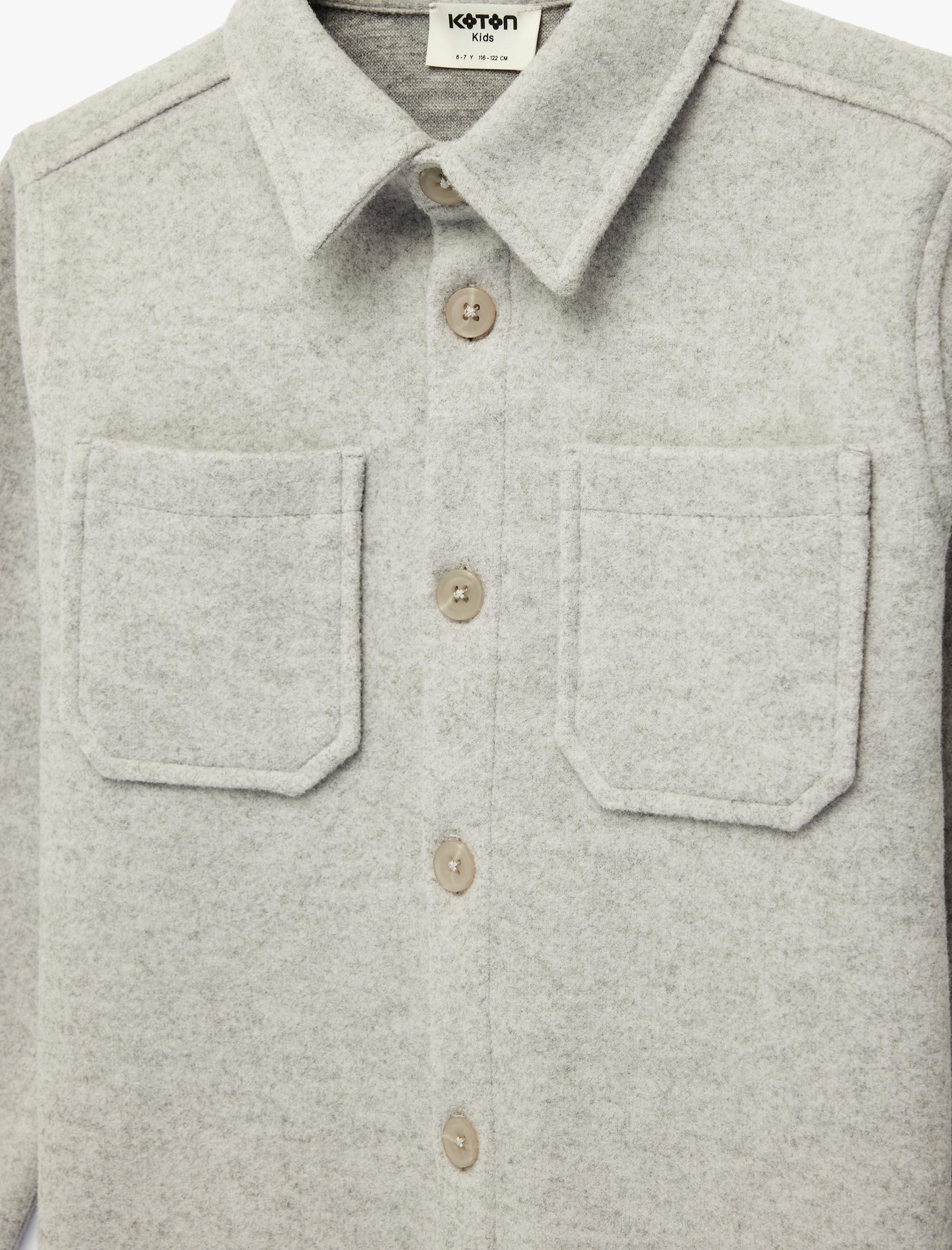  Erkek Çocuk Düğmeli Uzun Kollu Düğmeli Cepli Basic Gömlek Ceket