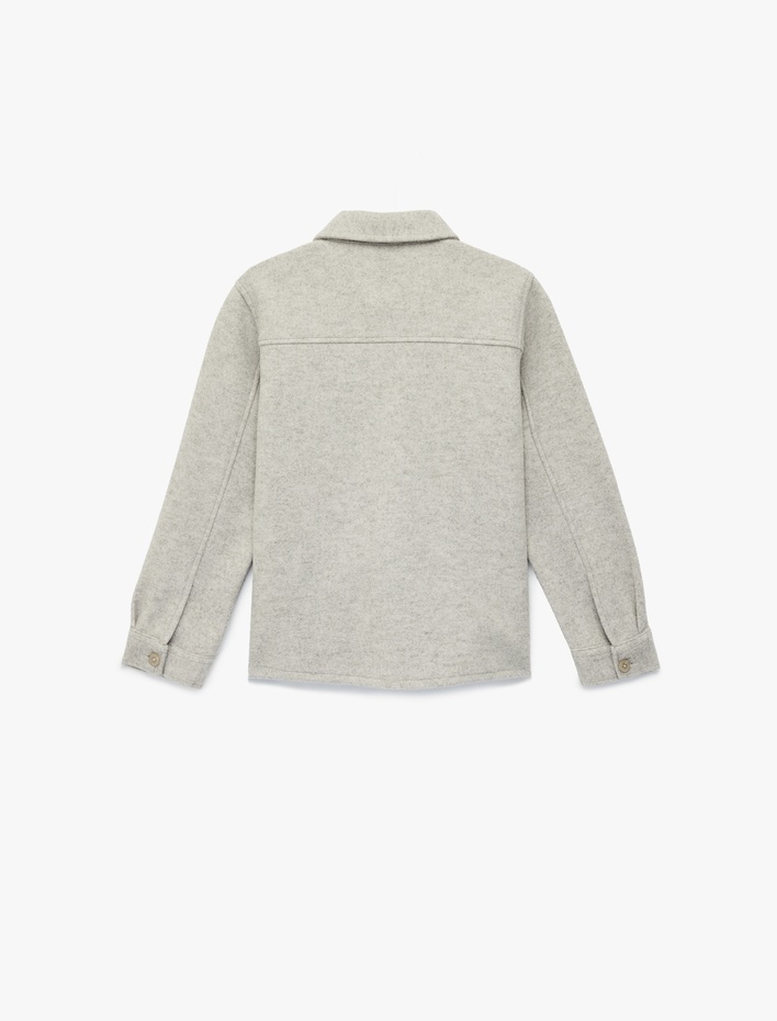 Erkek Çocuk Düğmeli Uzun Kollu Düğmeli Cepli Basic Gömlek Ceket