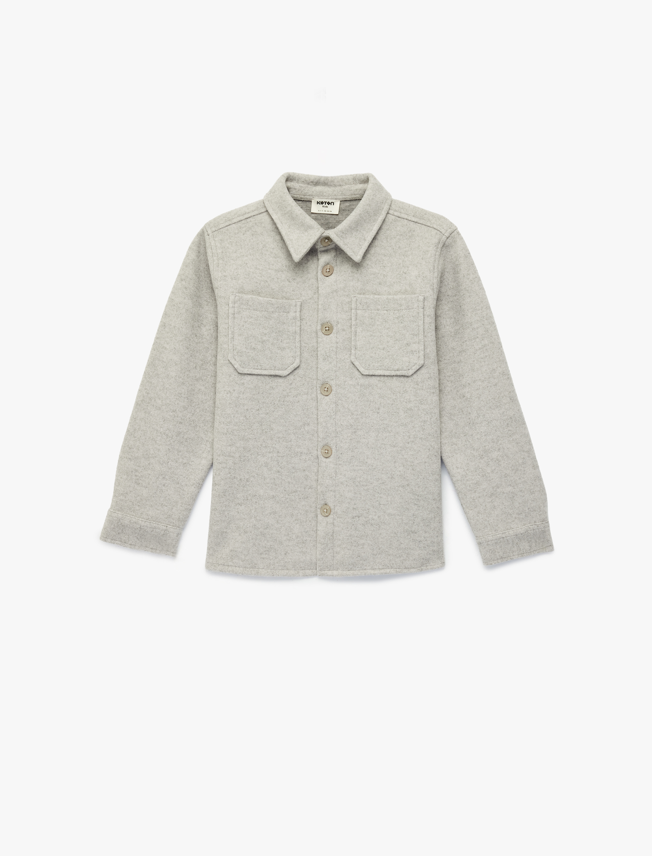  Erkek Çocuk Düğmeli Uzun Kollu Düğmeli Cepli Basic Gömlek Ceket