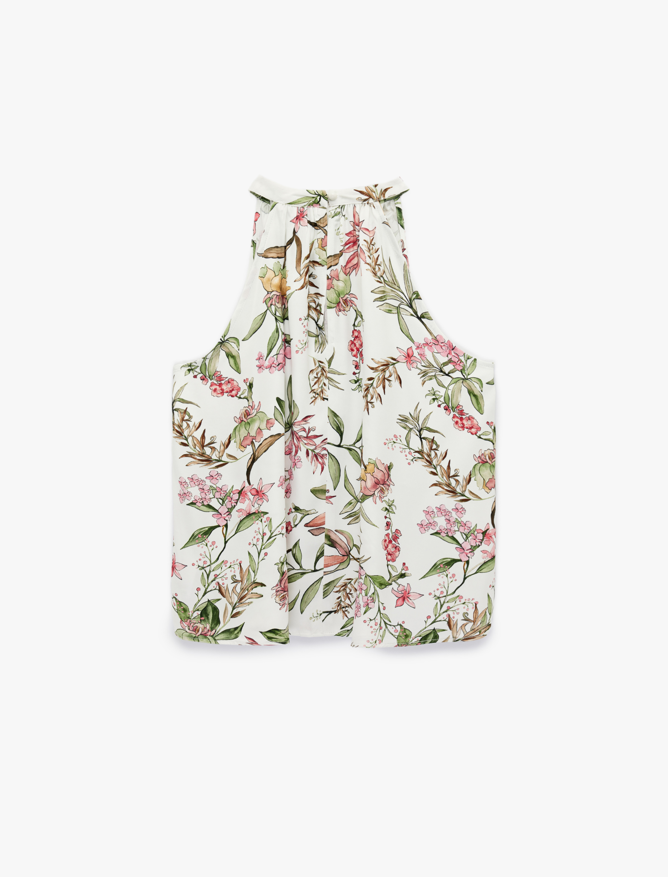   Kolsuz Viskon Bol Kalıp Çiçekli Hakim Yaka Bluz