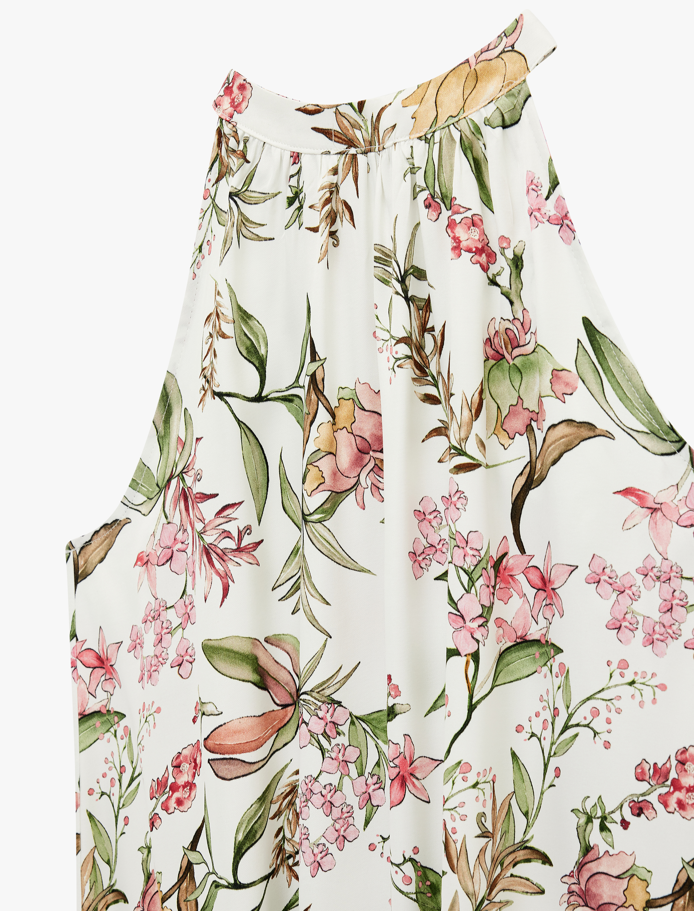   Kolsuz Viskon Bol Kalıp Çiçekli Hakim Yaka Bluz