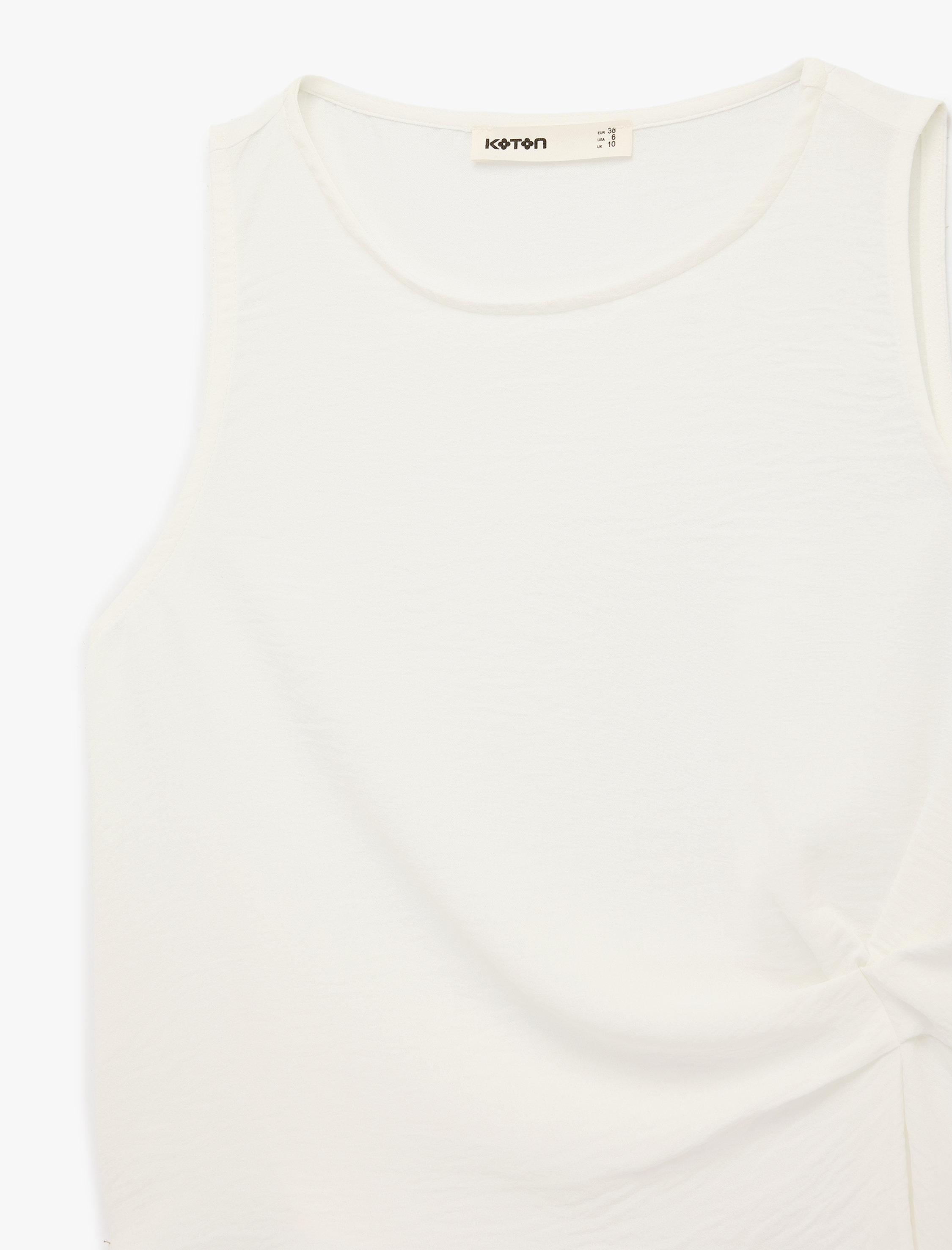   Drape Detaylı Bisiklet Yaka Kolsuz Bluz