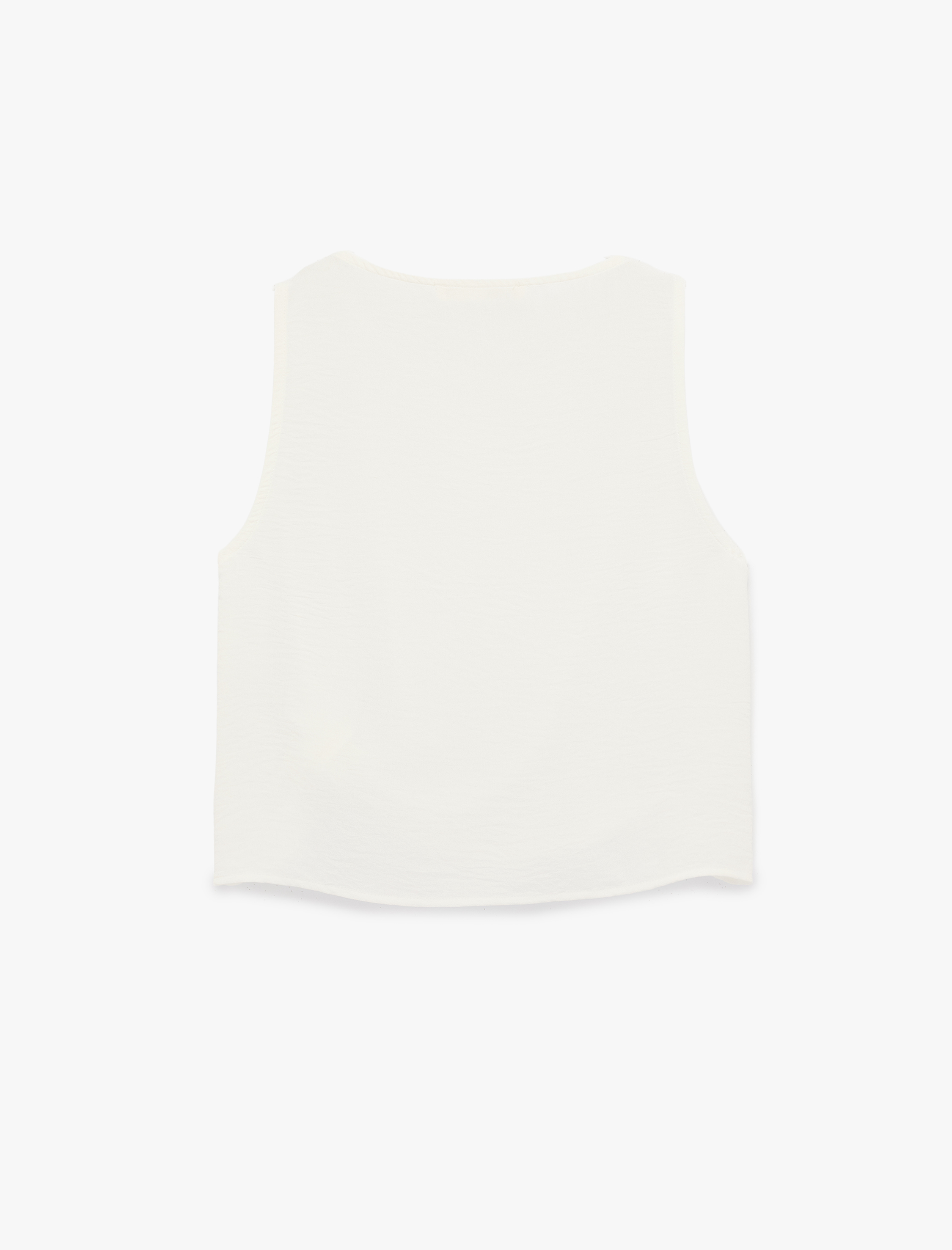   Drape Detaylı Bisiklet Yaka Kolsuz Bluz