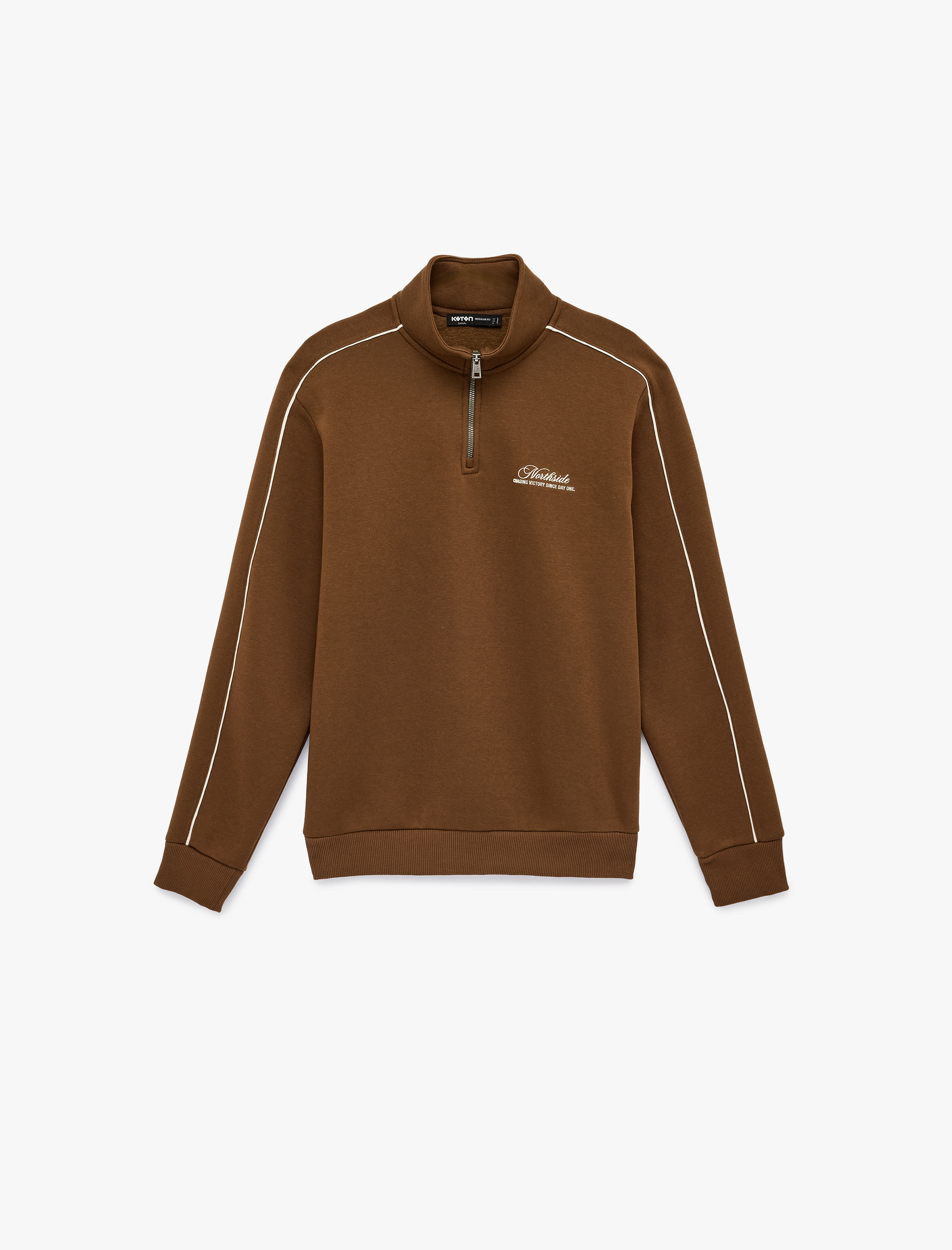   Uzun Kollu Regular Fit Yarım Fermuarlı Sweatshirt