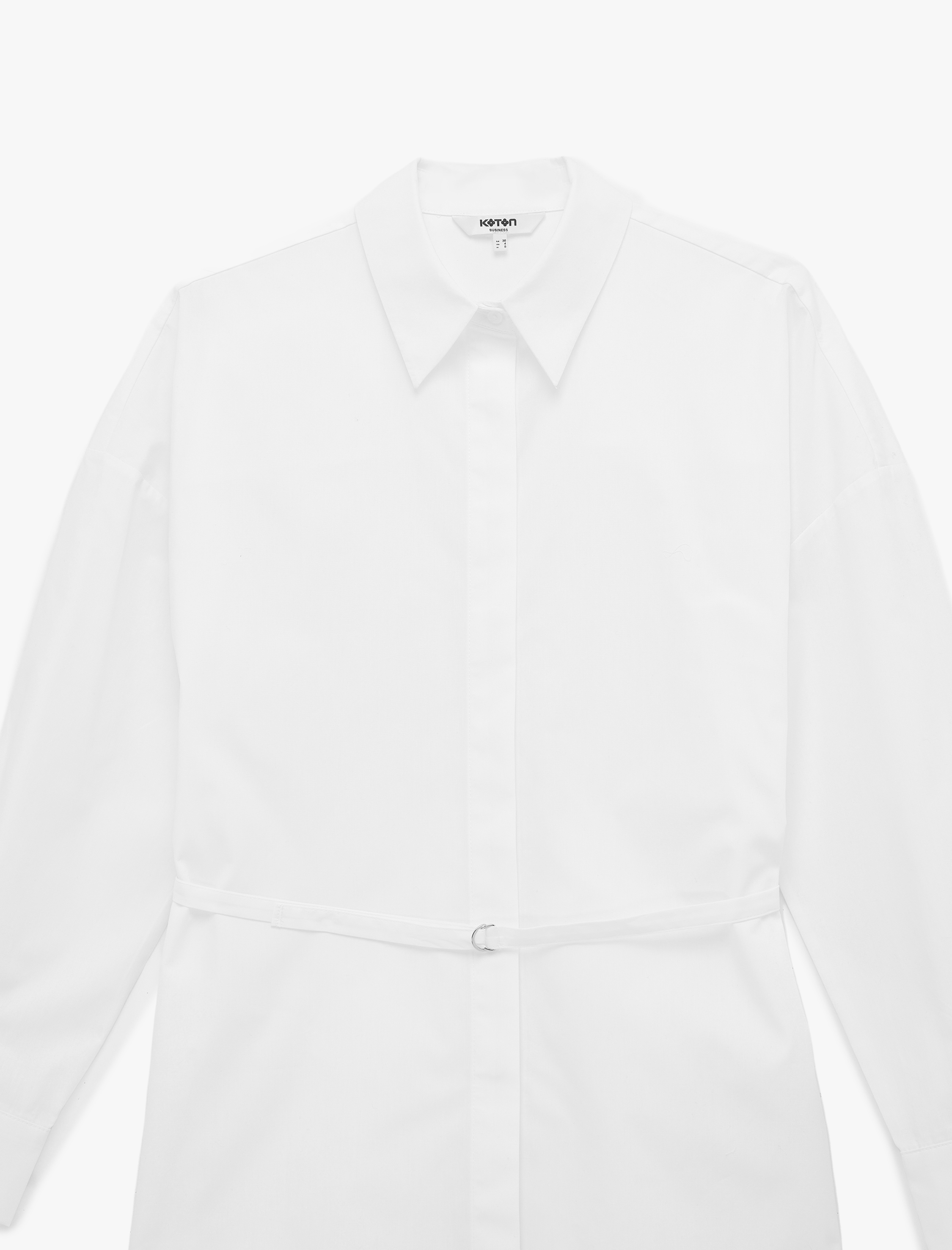   Regular Fit Uzun Kollu Kemer Detaylı Klasik Yaka Düğmeli Gömlek