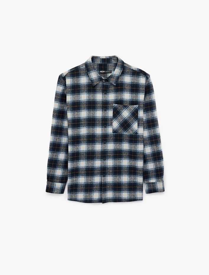  Regular Fit Uzun Kollu Cepli Klasik Yaka Oduncu Gömleği