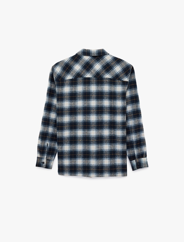  Regular Fit Uzun Kollu Cepli Klasik Yaka Oduncu Gömleği