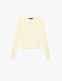 Viskon Slim Fit Uzun Kollu Bisiklet Yaka Tişört