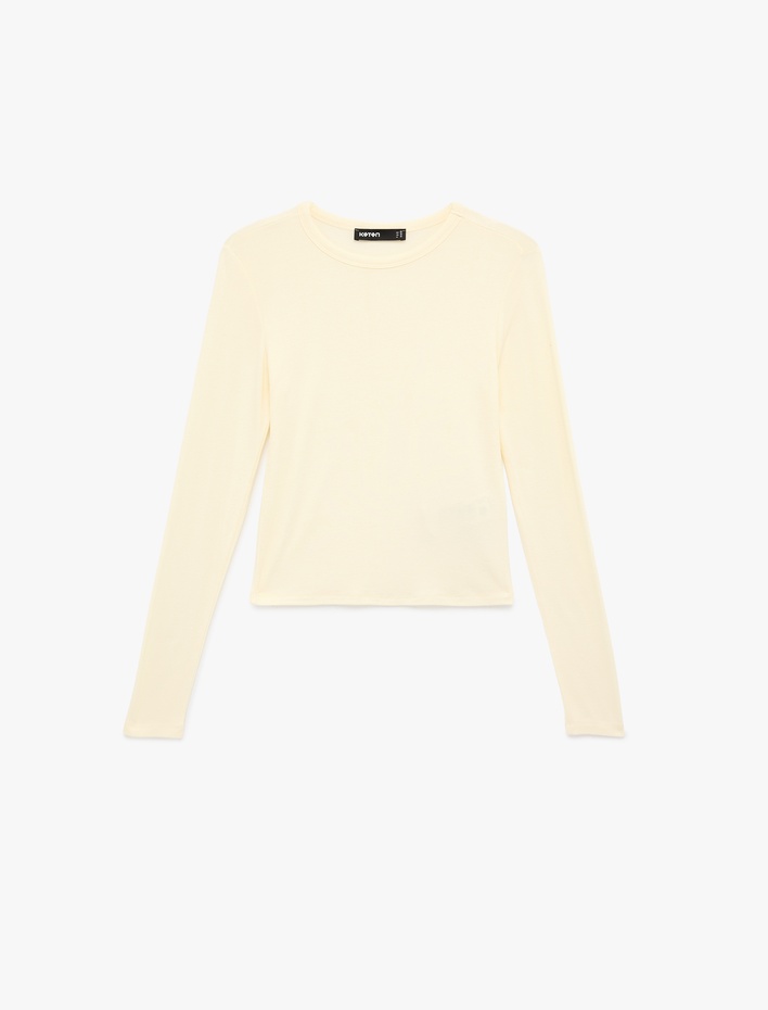  Viskon Slim Fit Uzun Kollu Bisiklet Yaka Tişört