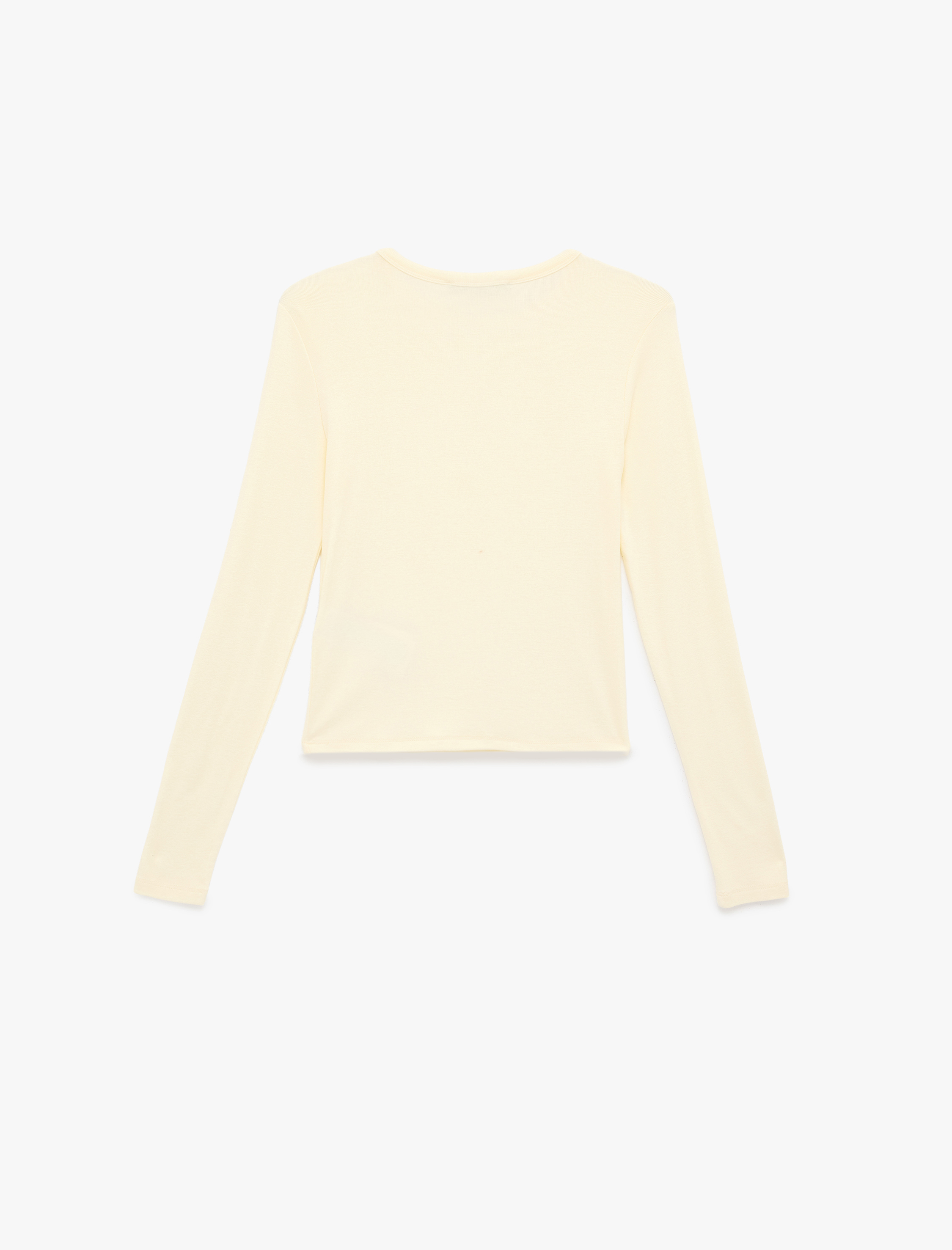   Viskon Slim Fit Uzun Kollu Bisiklet Yaka Tişört